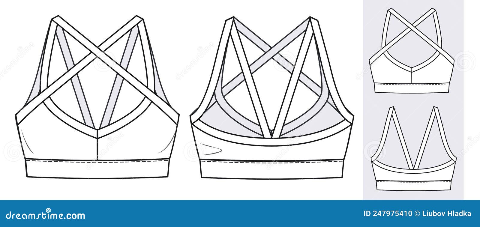 Girl S Sports Bra Fashion Flat Sketch Template. Women S Active