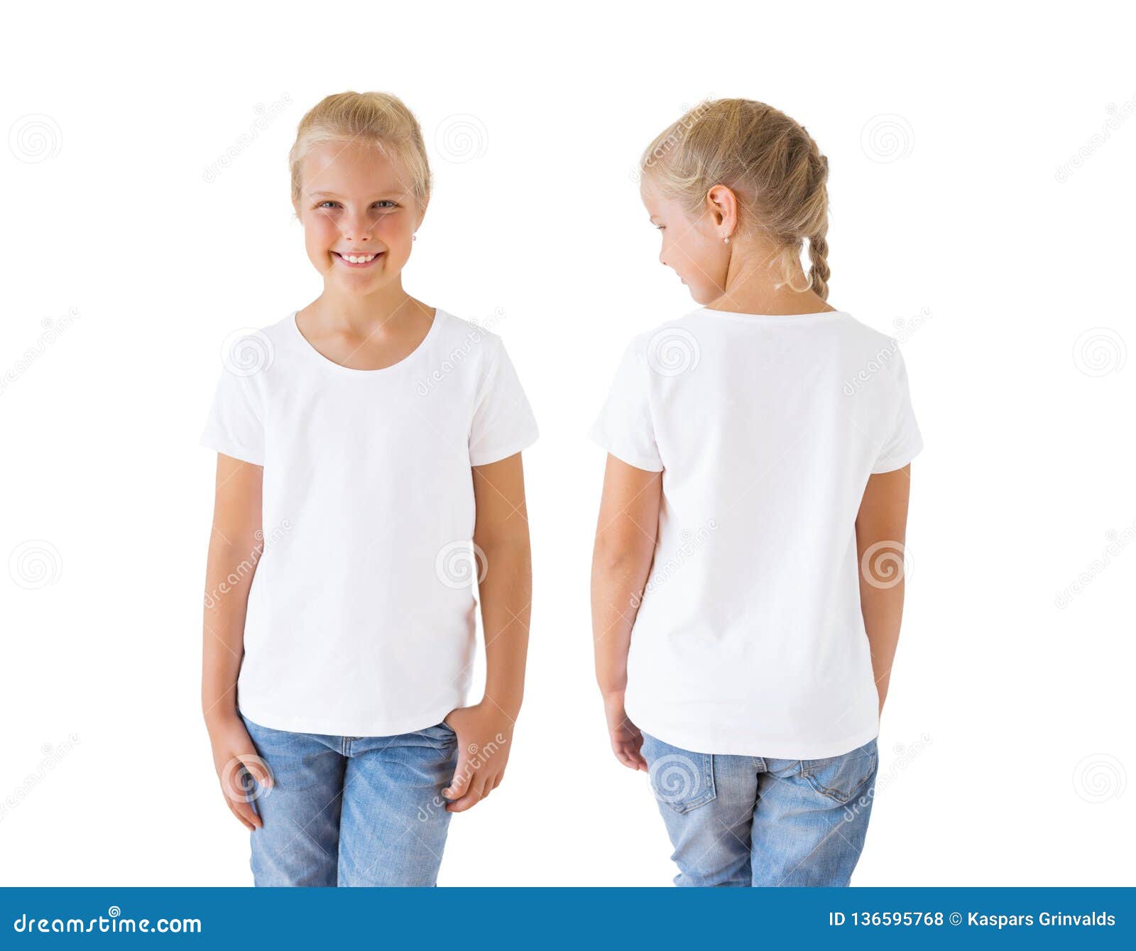 Download Girl`s White T-shirt Mockup Template, Front And Back Stock Photo - Image of clothing, copy ...