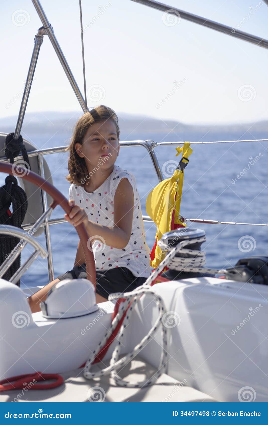 Girl On Sailing Boat Royalty Free Stock Photos - Image: 34497498