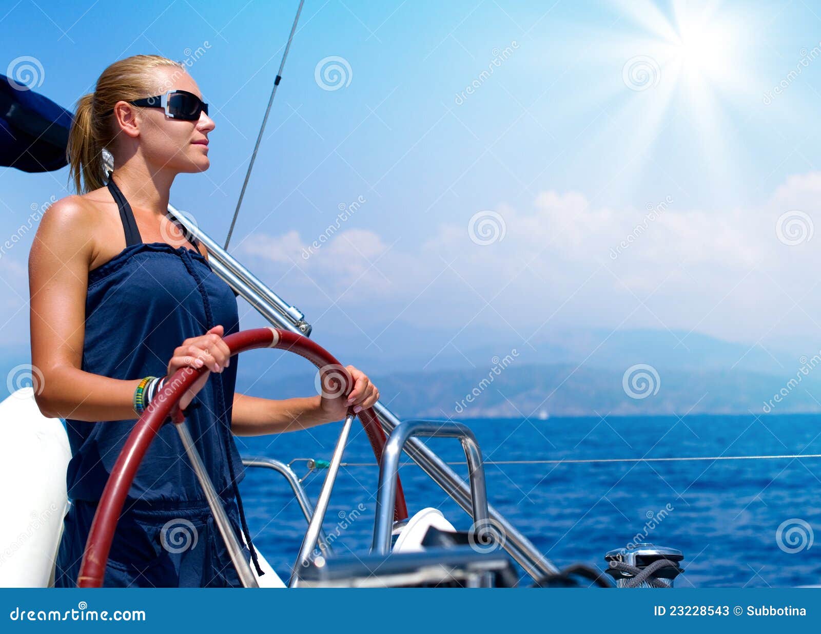 Girl Sailing a Sailboat stock image. Image of boat, girl 