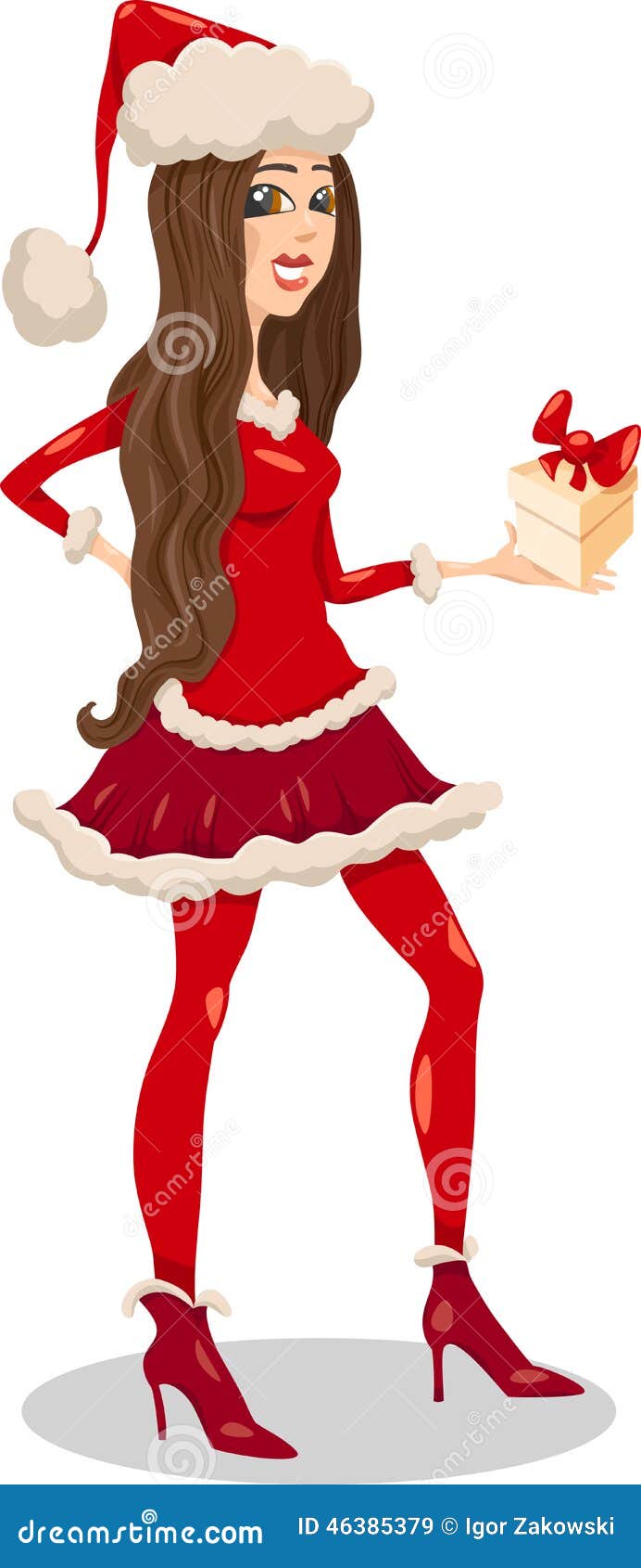 Girl Santa Claus Cartoon Illustration Stock Vector Illustration Of