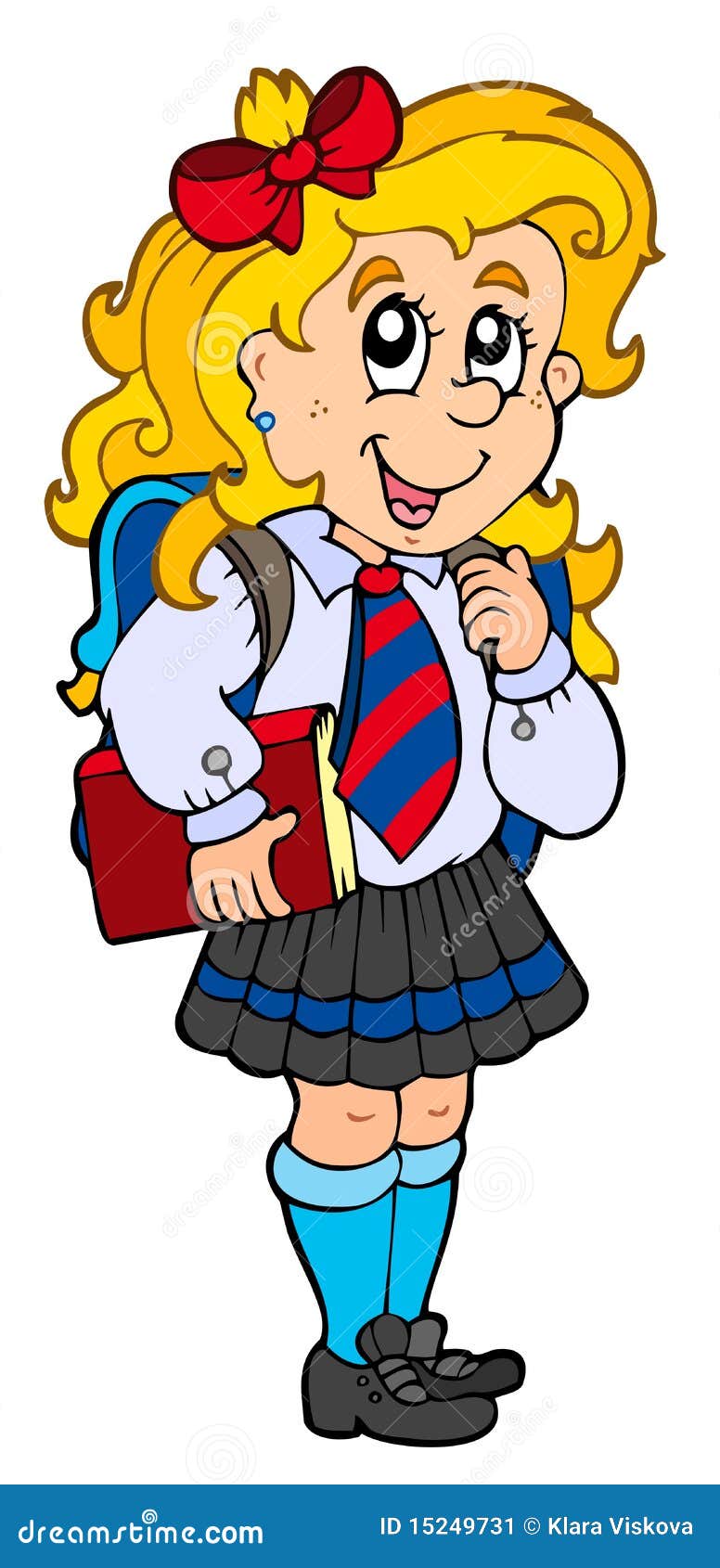 Girl In School Uniform Cartoon Vector 15249731