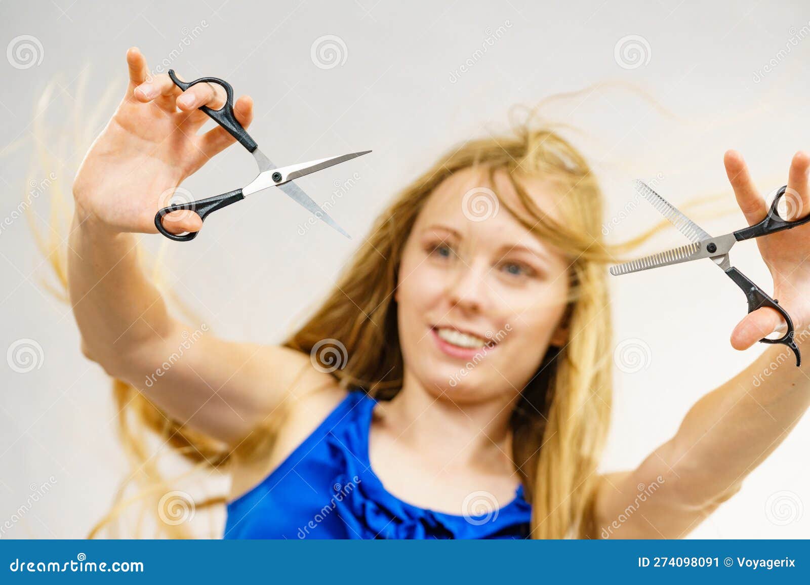 Girl with Scissors for Haircutting Stock Image Image of female