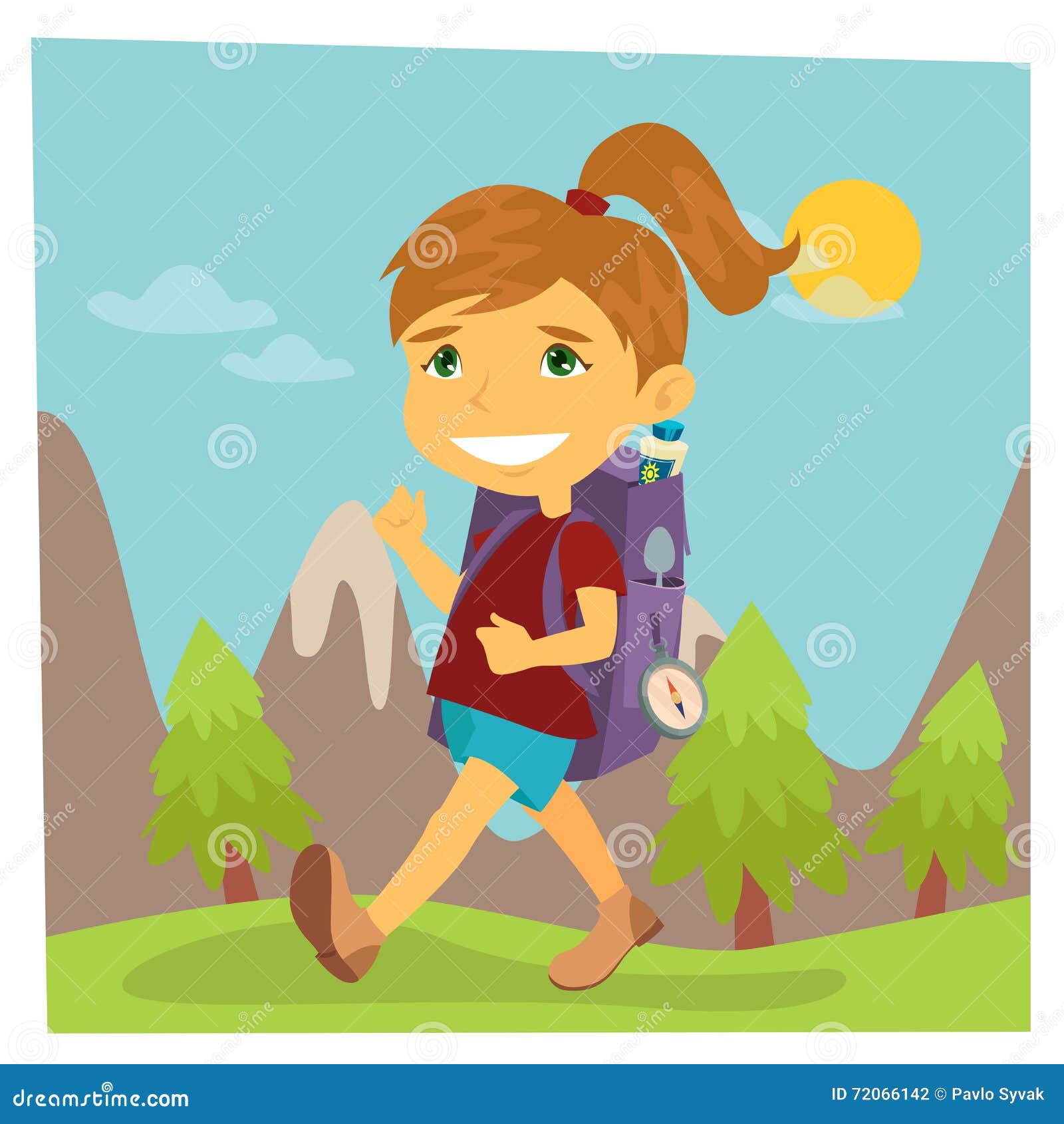 Girl Scout. Girl in Hike stock vector. Illustration of lifestyle - 72066142