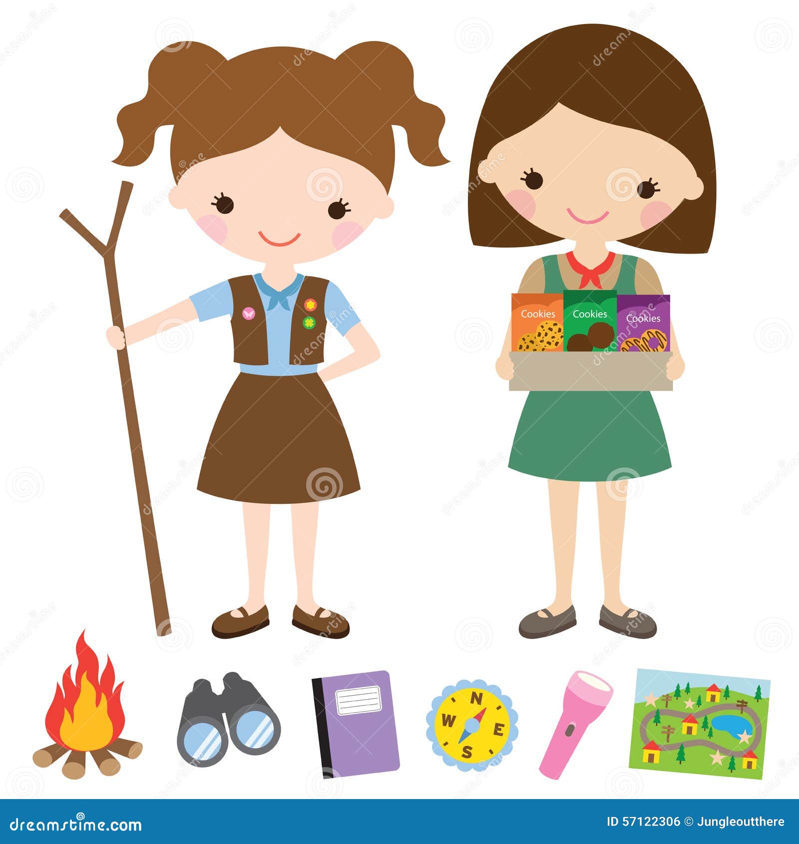 Girl Scouts stock vector. Illustration of costume, character 57122306