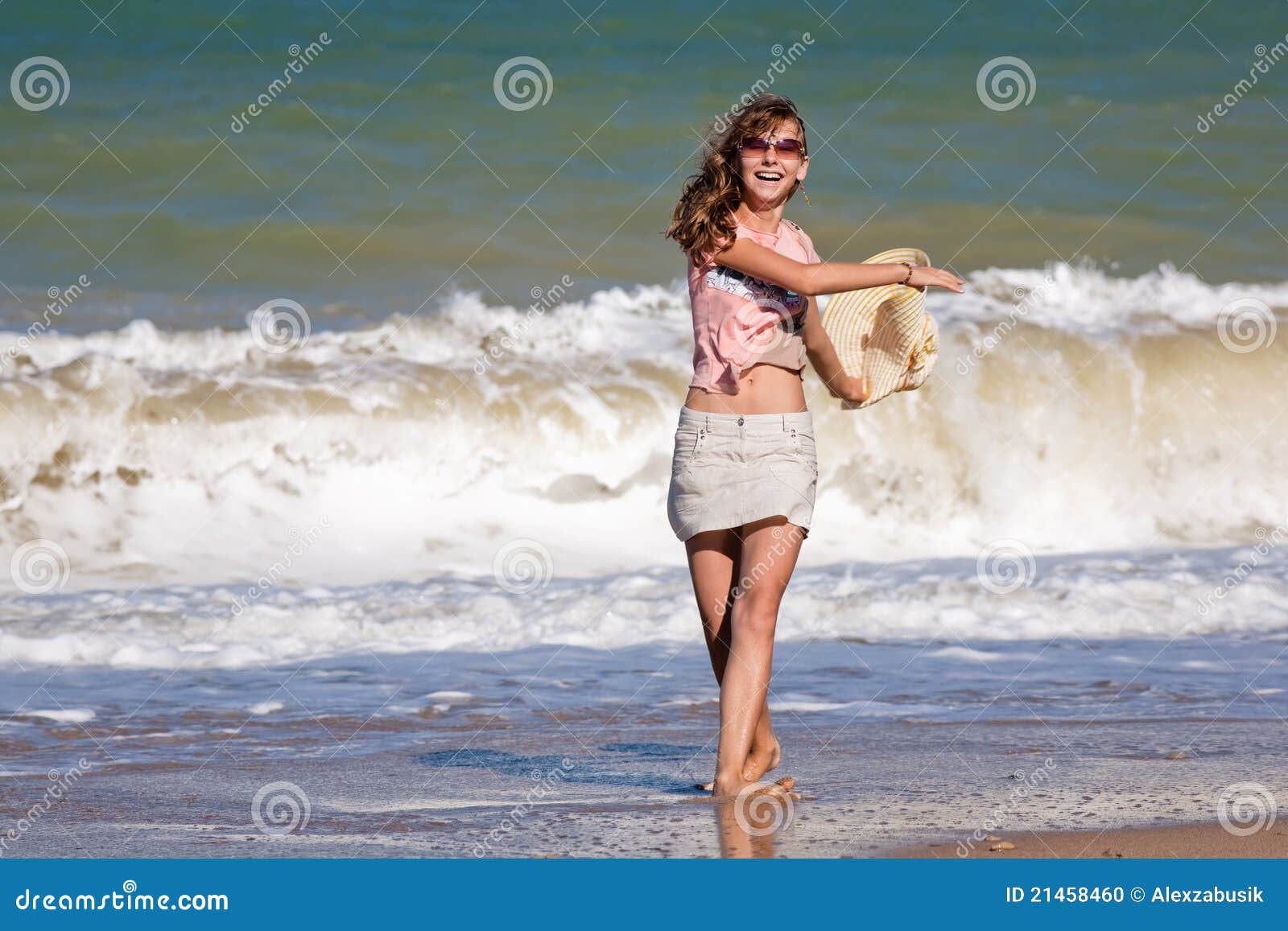 Girl at the sea stock photo. Image of foam, energy, positivity - 21458460