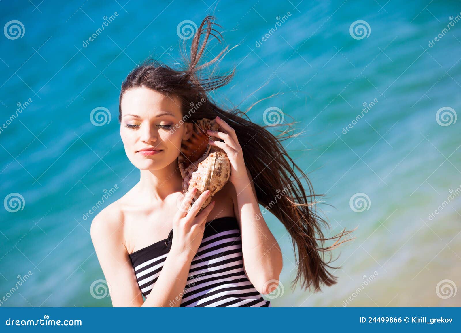Girl with seashell stock photo. Image of nature, happiness 24499866