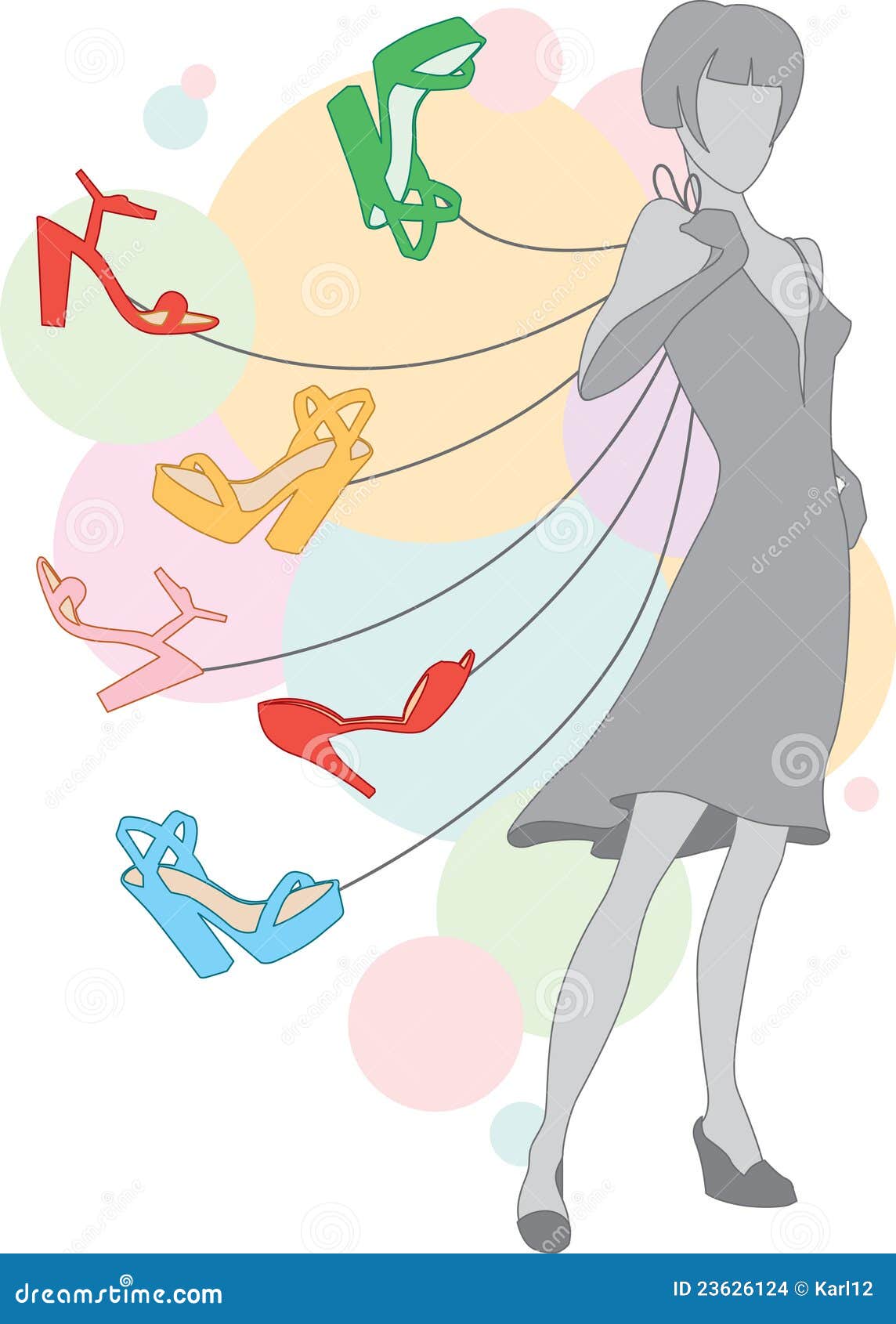 Girl with shoes stock vector. Illustration of dress, gray 23626124