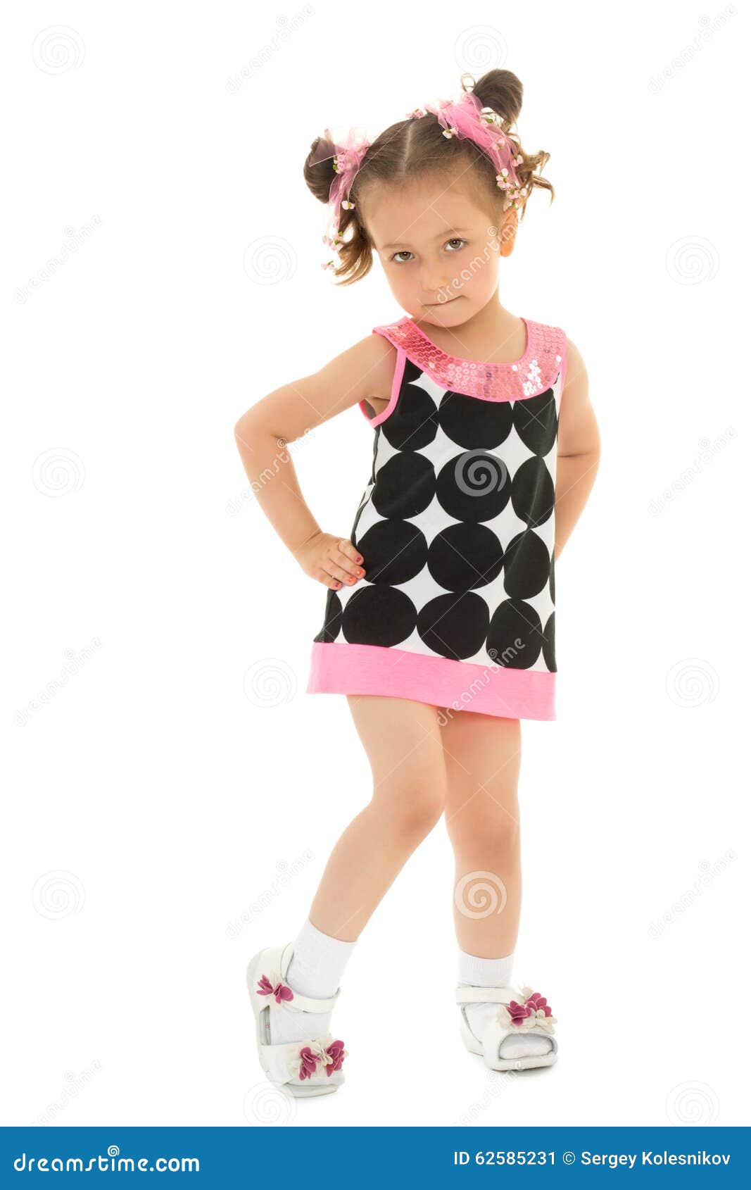 Beautiful Little Girl Short Denim Dress Stock Photo 1314750125