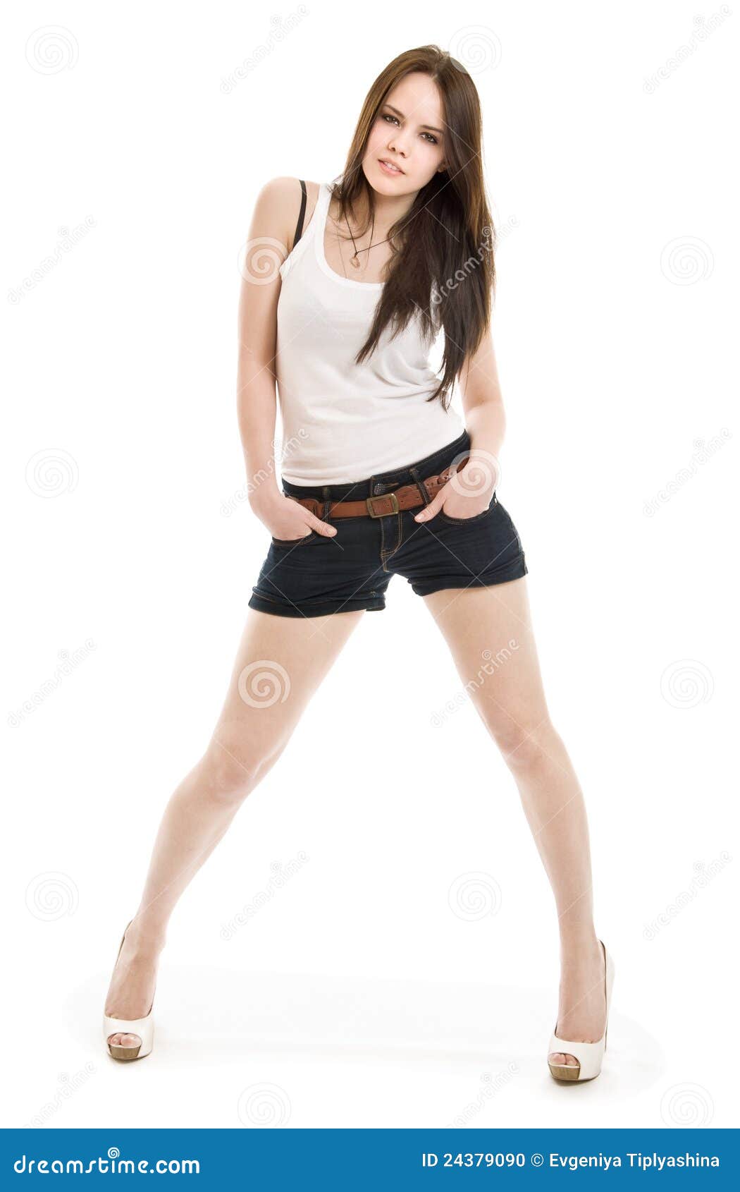 The Girl in Shorts Standing Stock Photo - Image of attractive ...