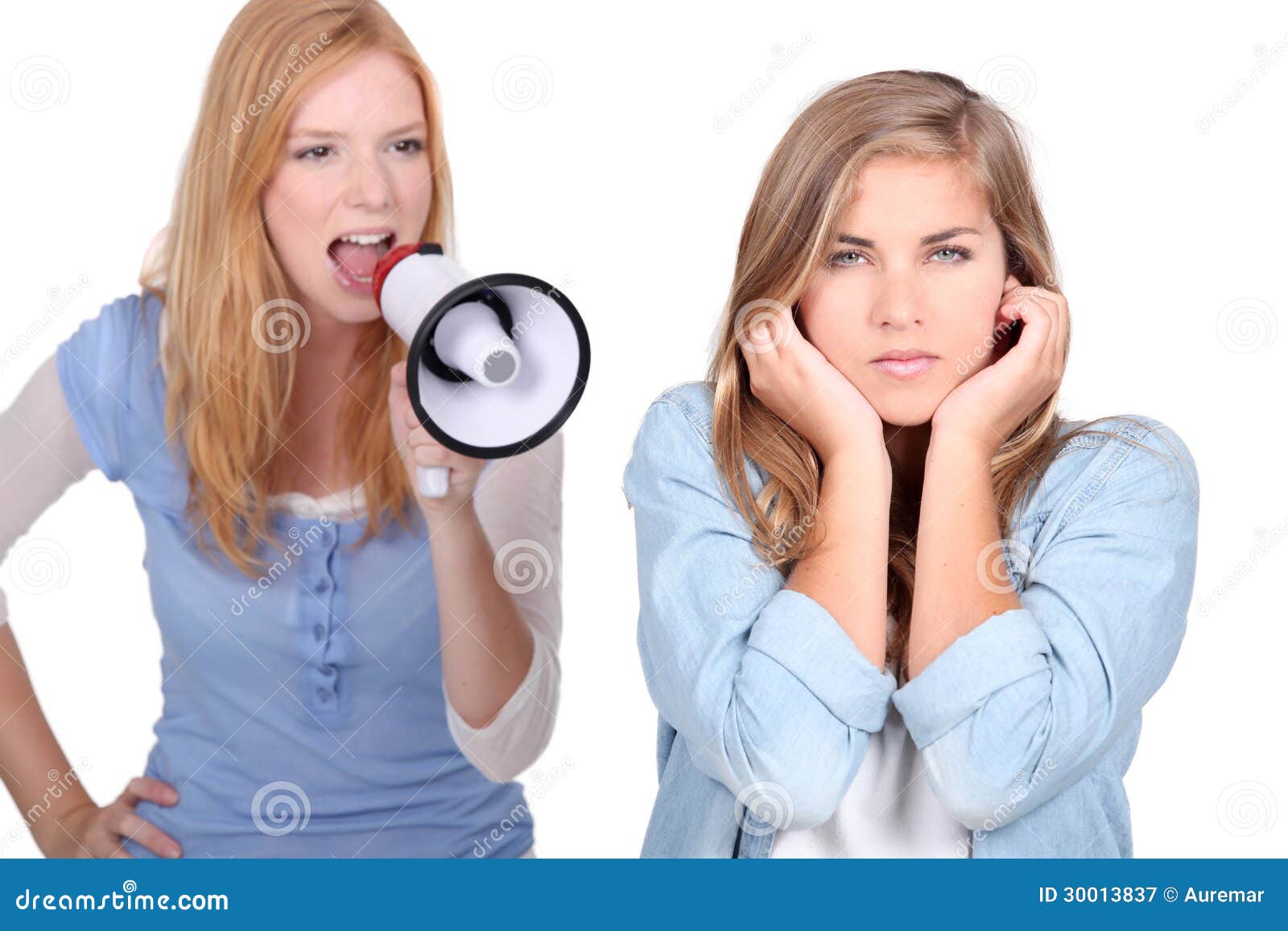 Girl shouting at friend stock image. Image of isolated - 30013837