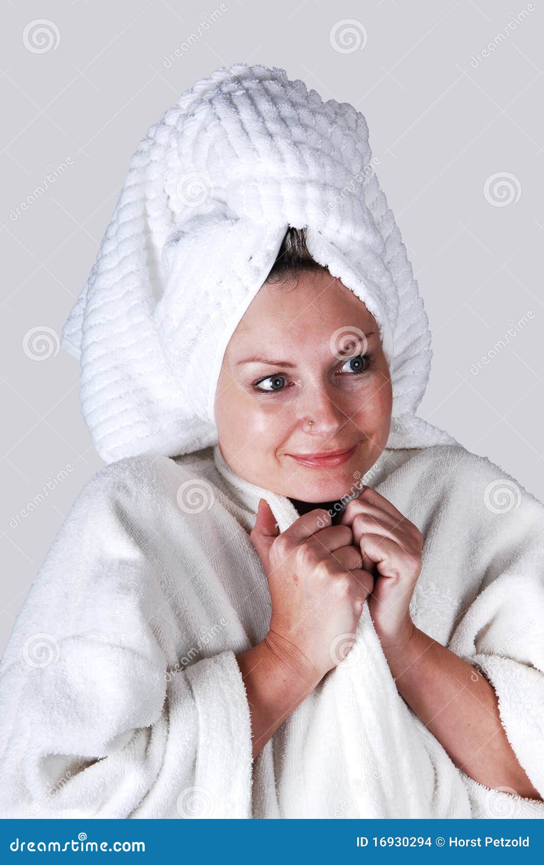 Girl after a shower. stock photo. Image of portrait, forties 16930294