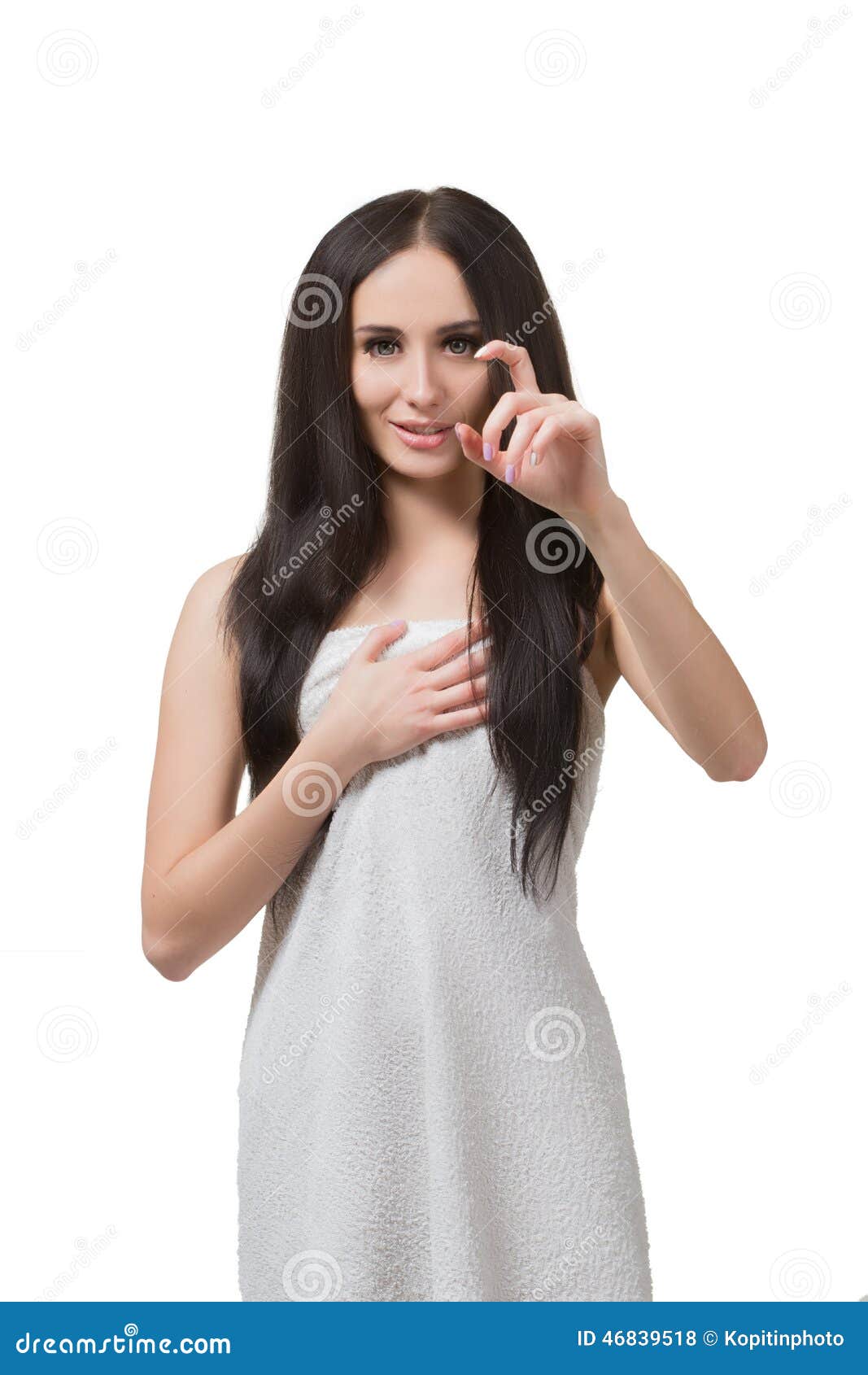 Girl Showing Small Amount Of Something Stock Photo Image Of Caucasian