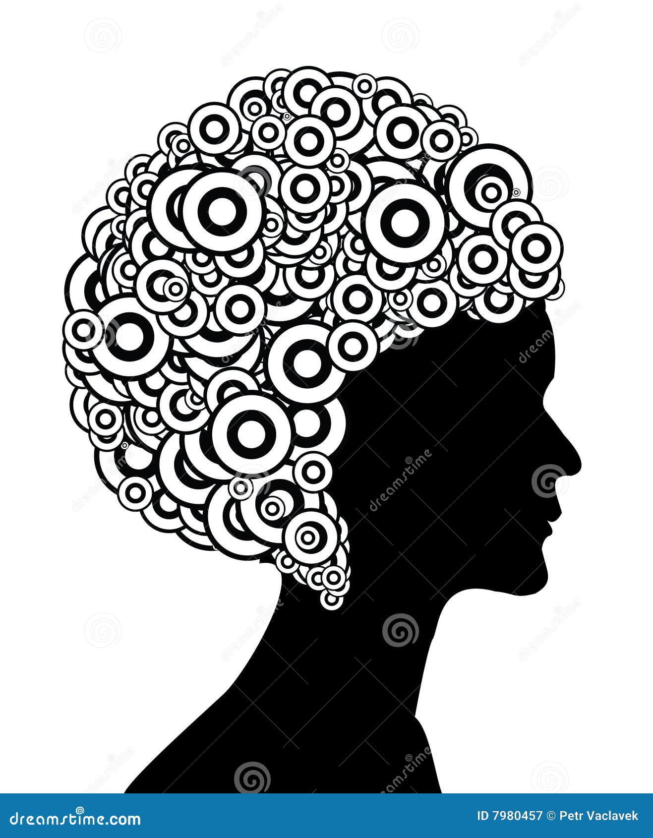 Girl Silhouette with Abstract Hairstyle Stock Vector Illustration of