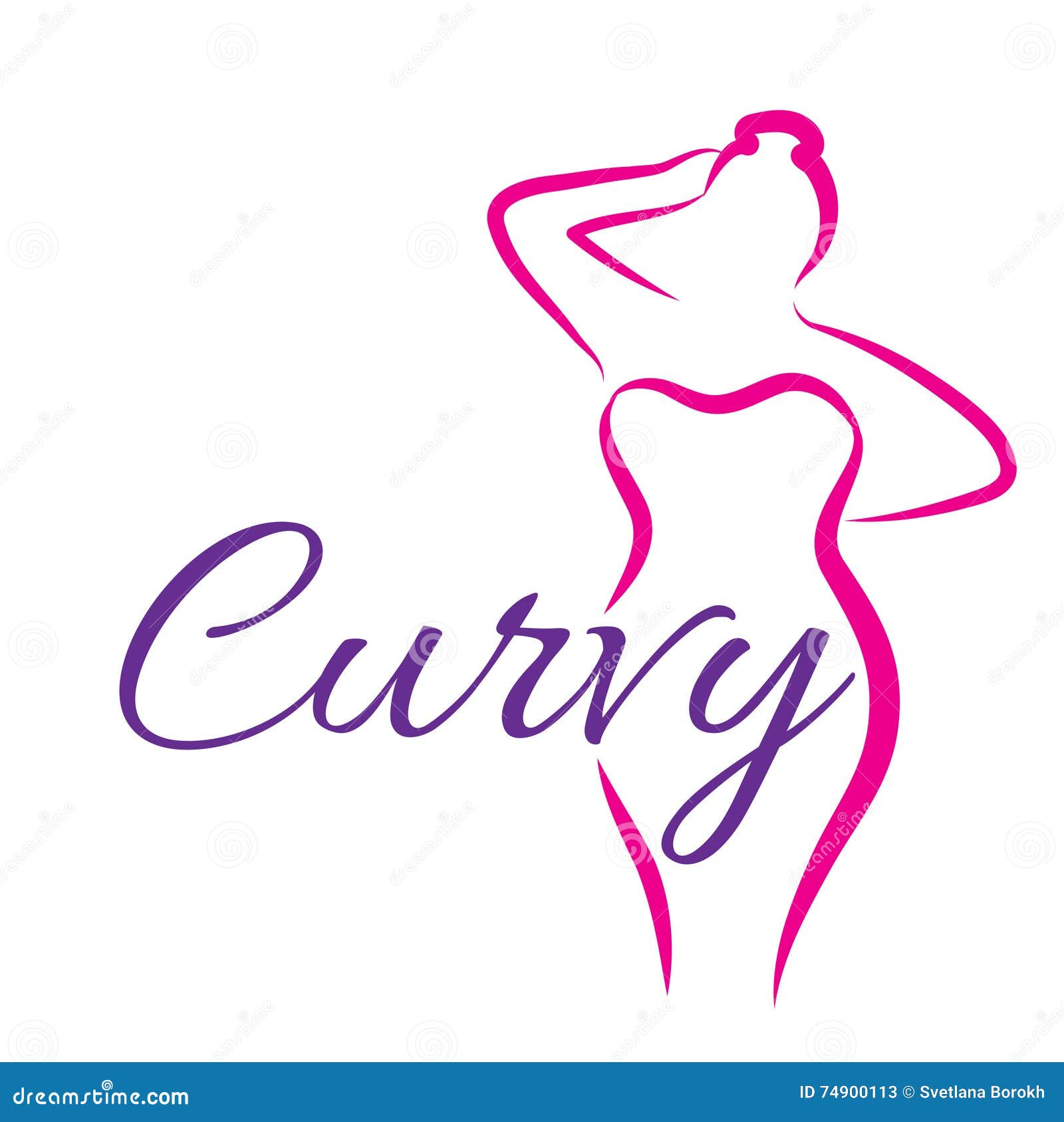 girl silhouette sketch plus size model. curvy woman .  