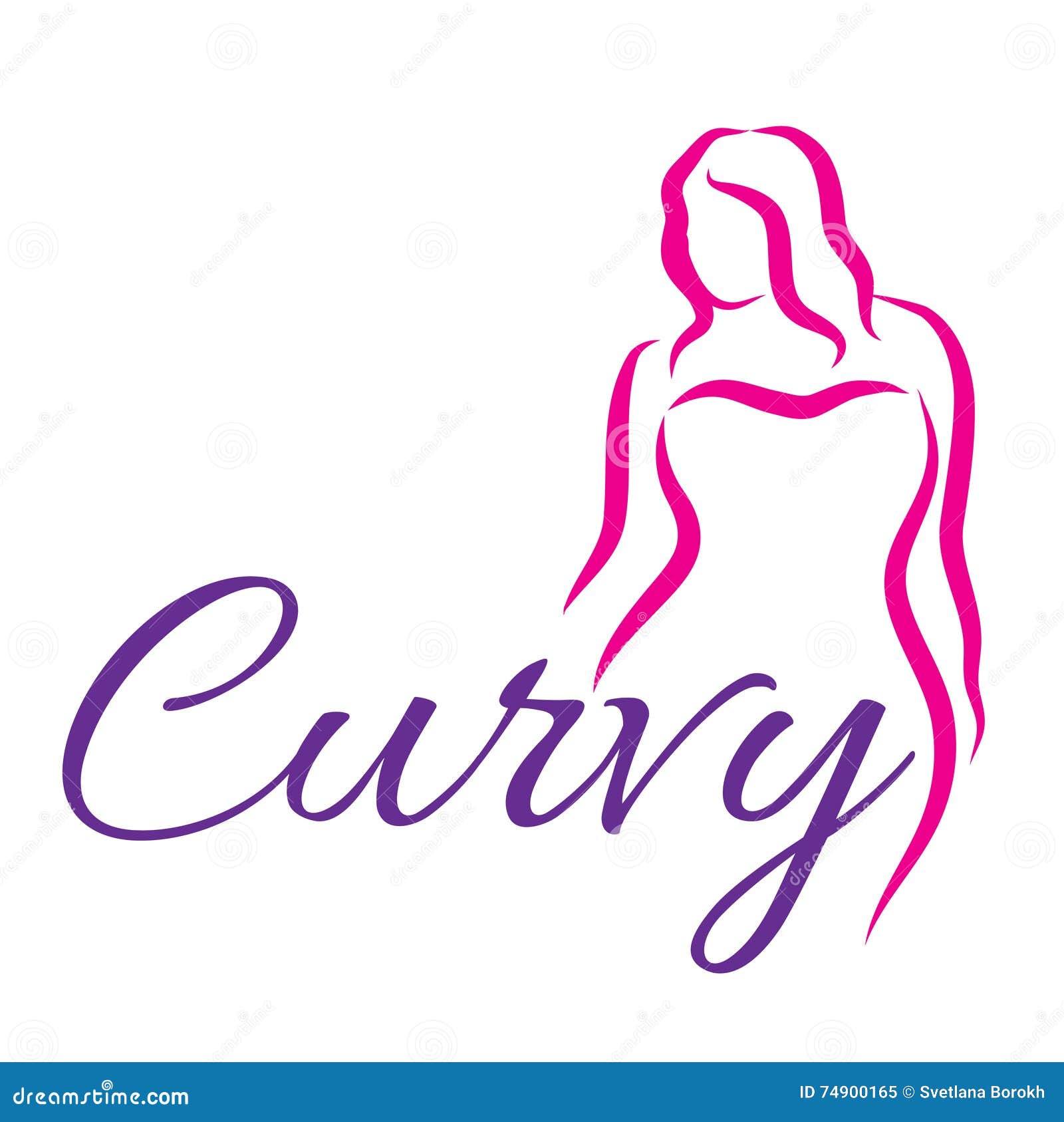 girl silhouette sketch plus size model. curvy woman .  