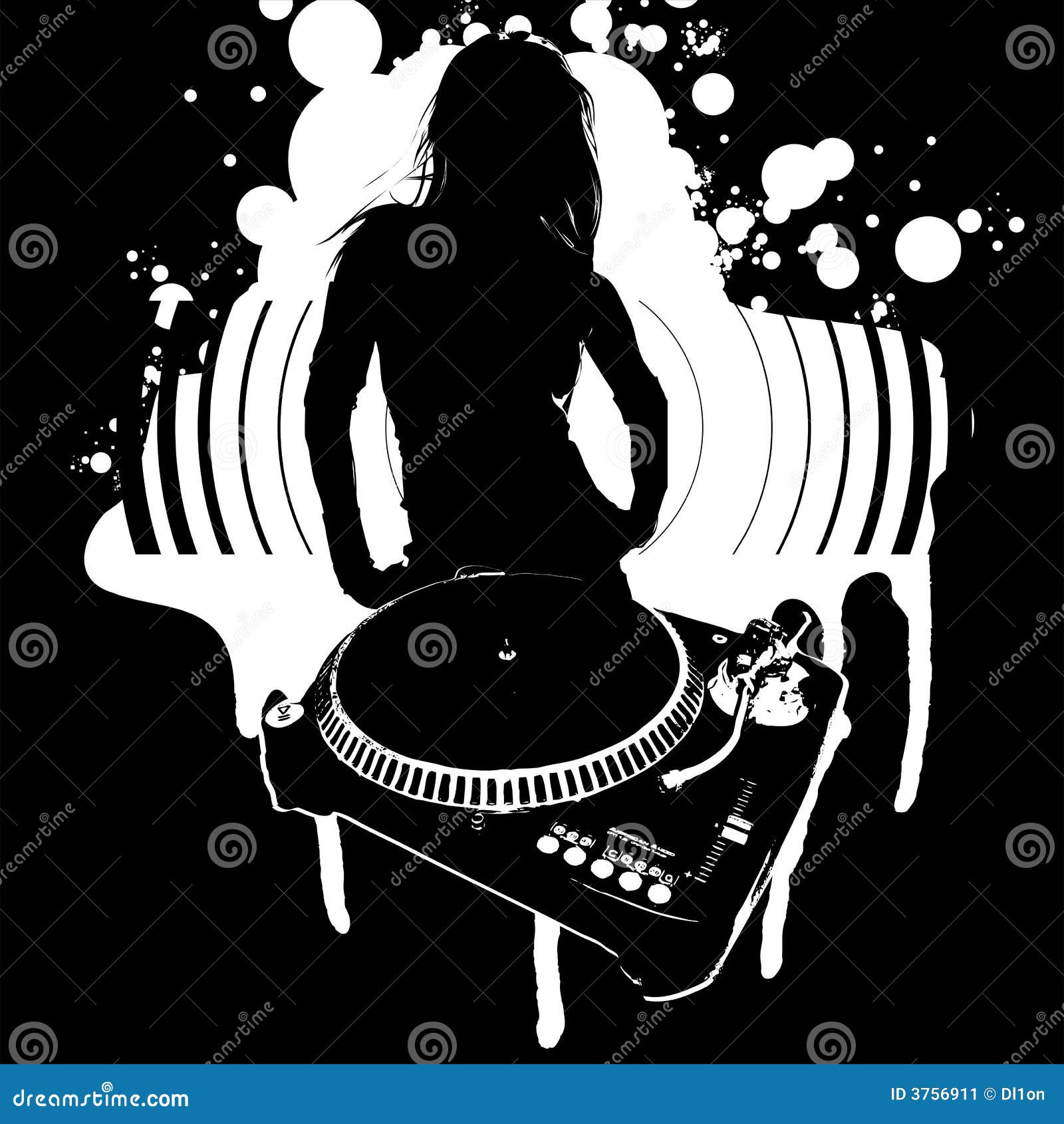 Girl Silhouette, Turntable Stock Image Image 3756911