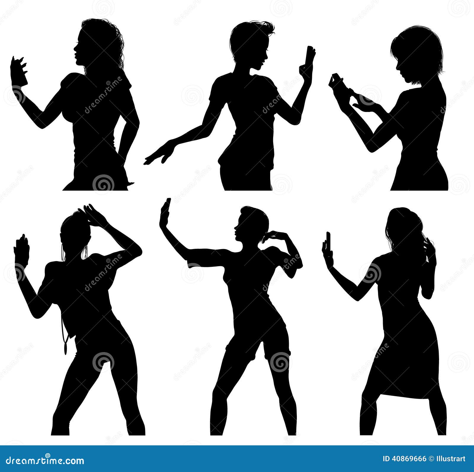 girl silhouettes taking selfie with smart phone