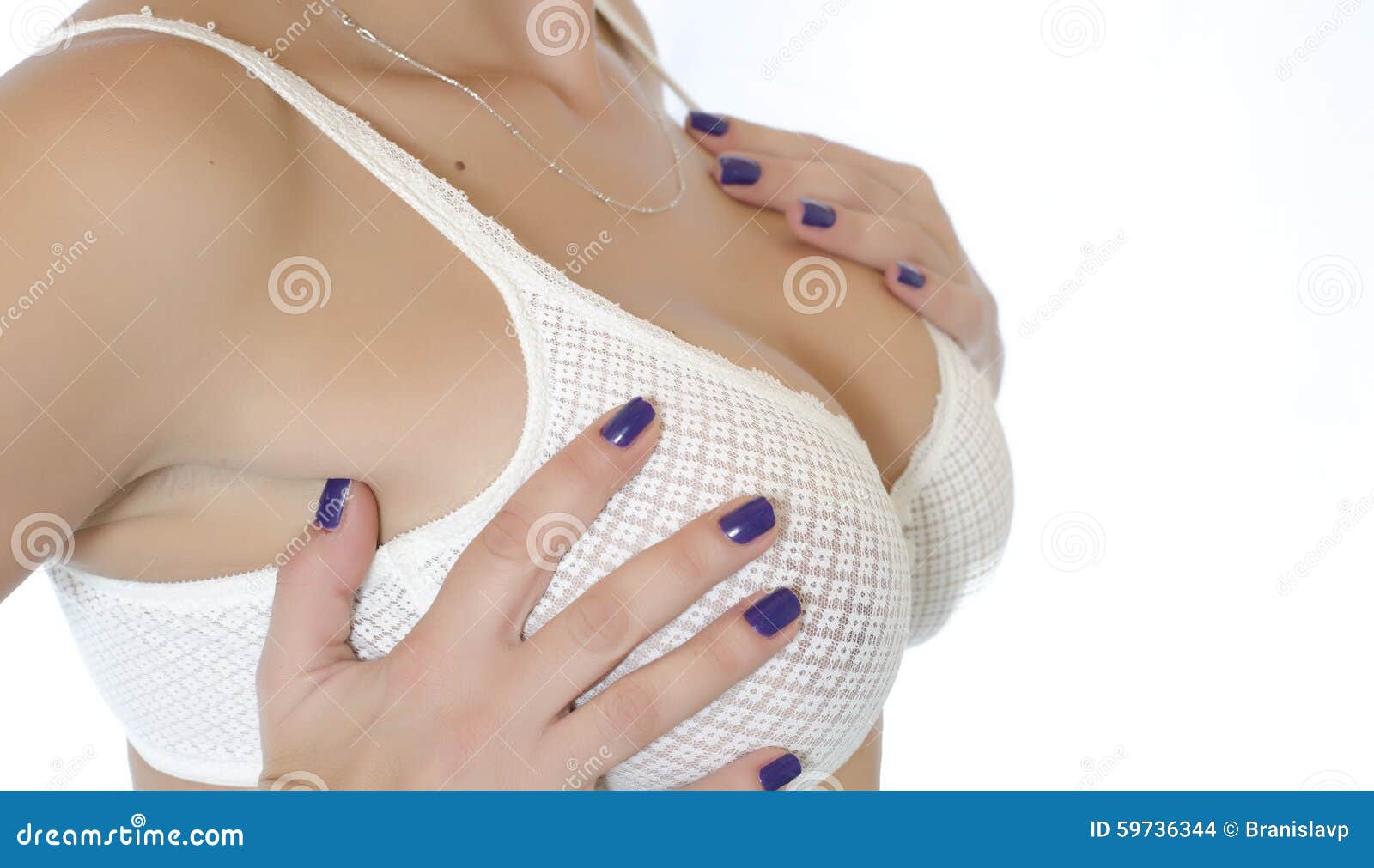 girl with silicone breast implants and bra