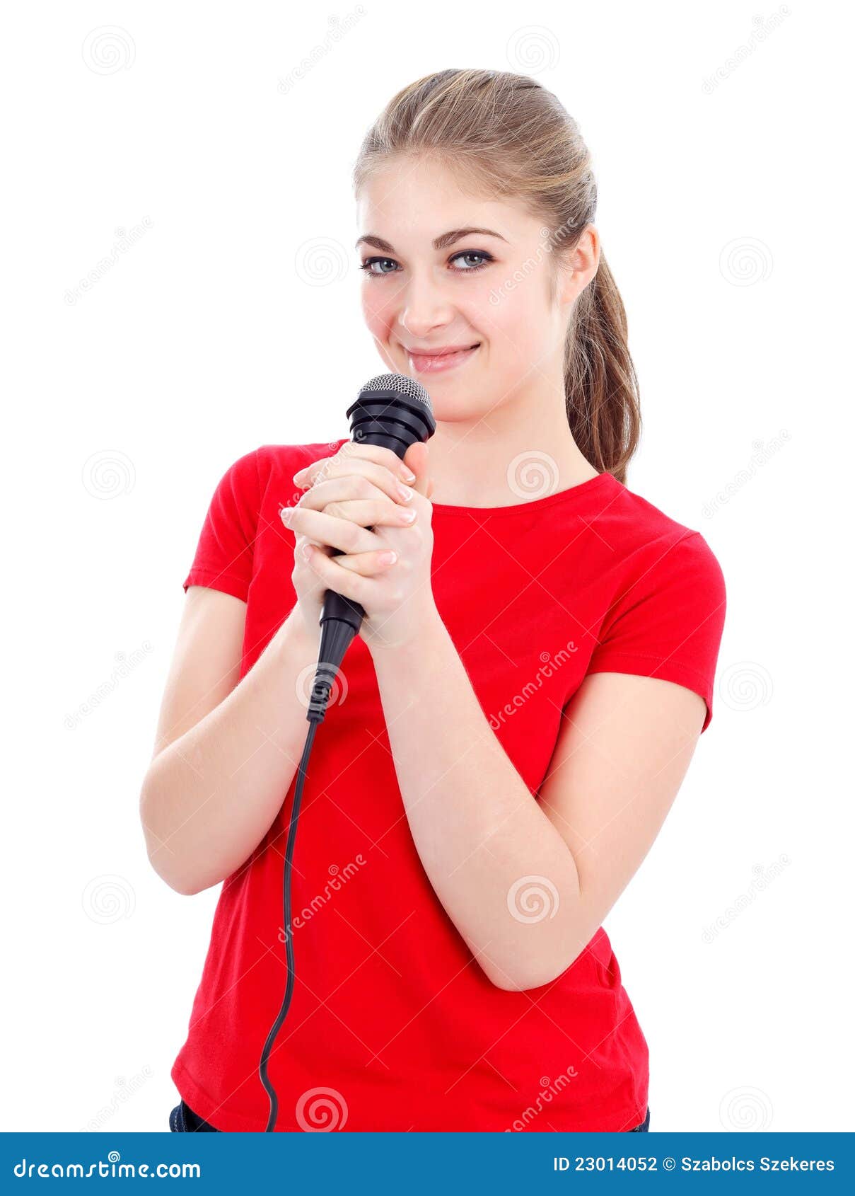 Girl Singing Karaoke Stock Photography Image 23014052