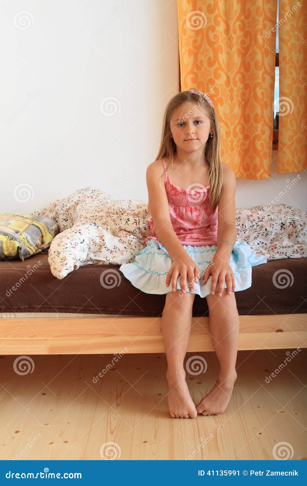 Girl Sitting On Bed Stock Image Image Of Room Sleep 41135991