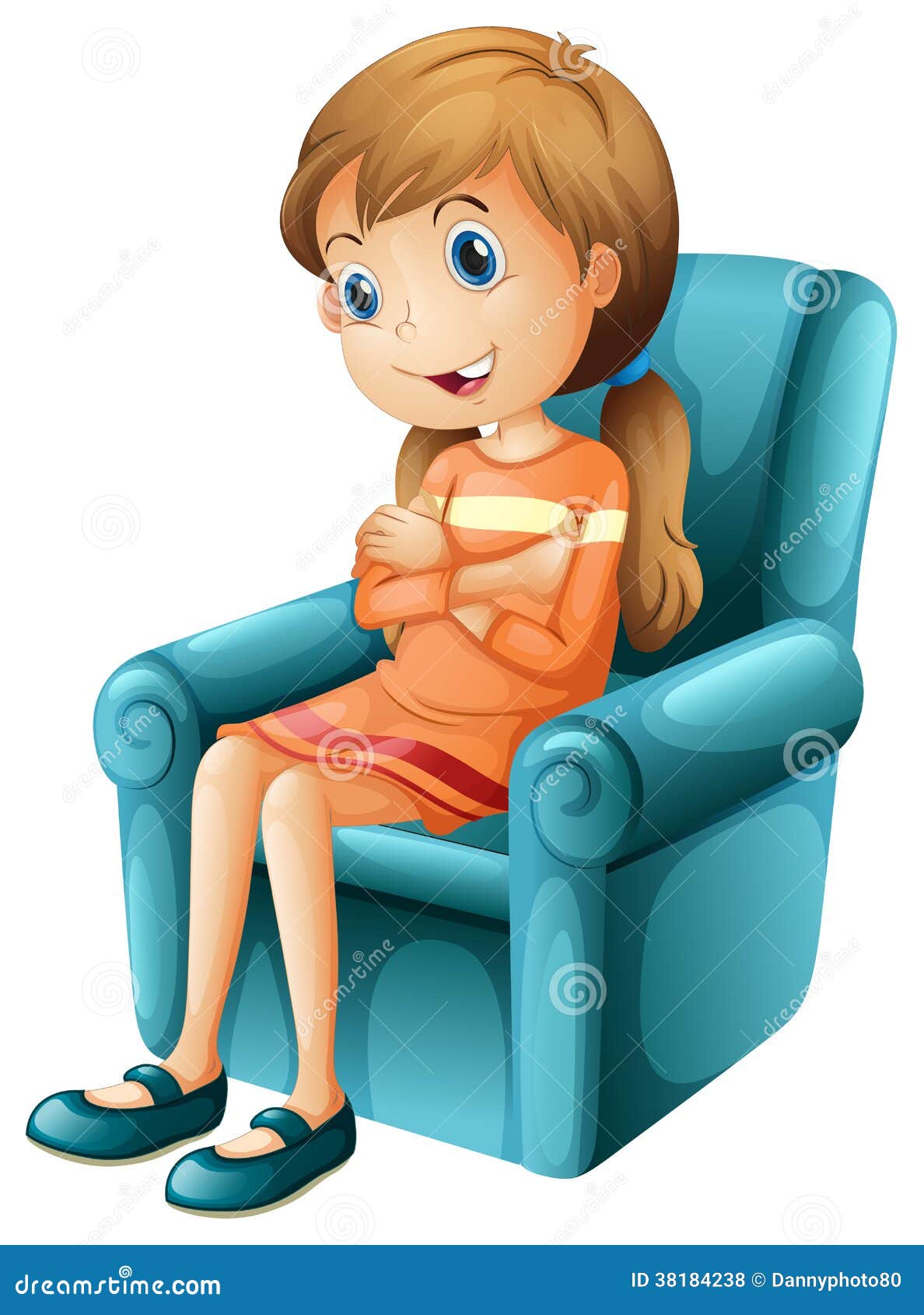 A girl sitting on a chair stock vector. Illustration of dress 38184238
