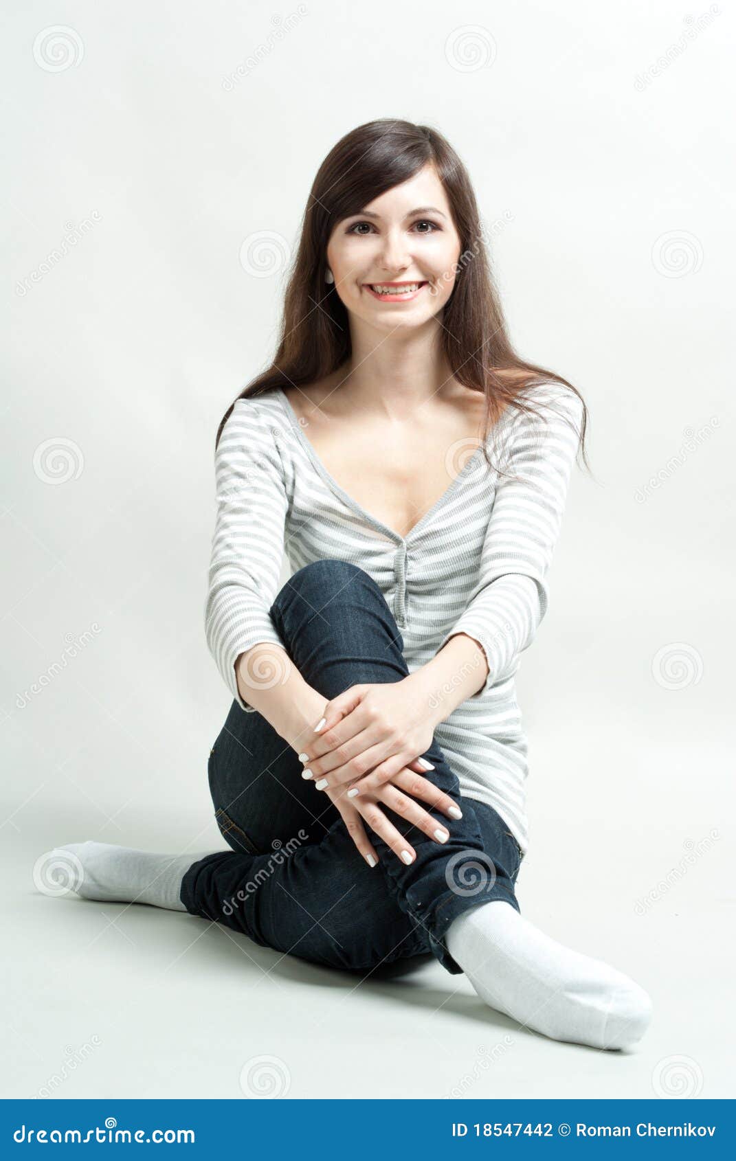 Girl sitting on a floor stock photo. Image of brown, smiling - 18547442