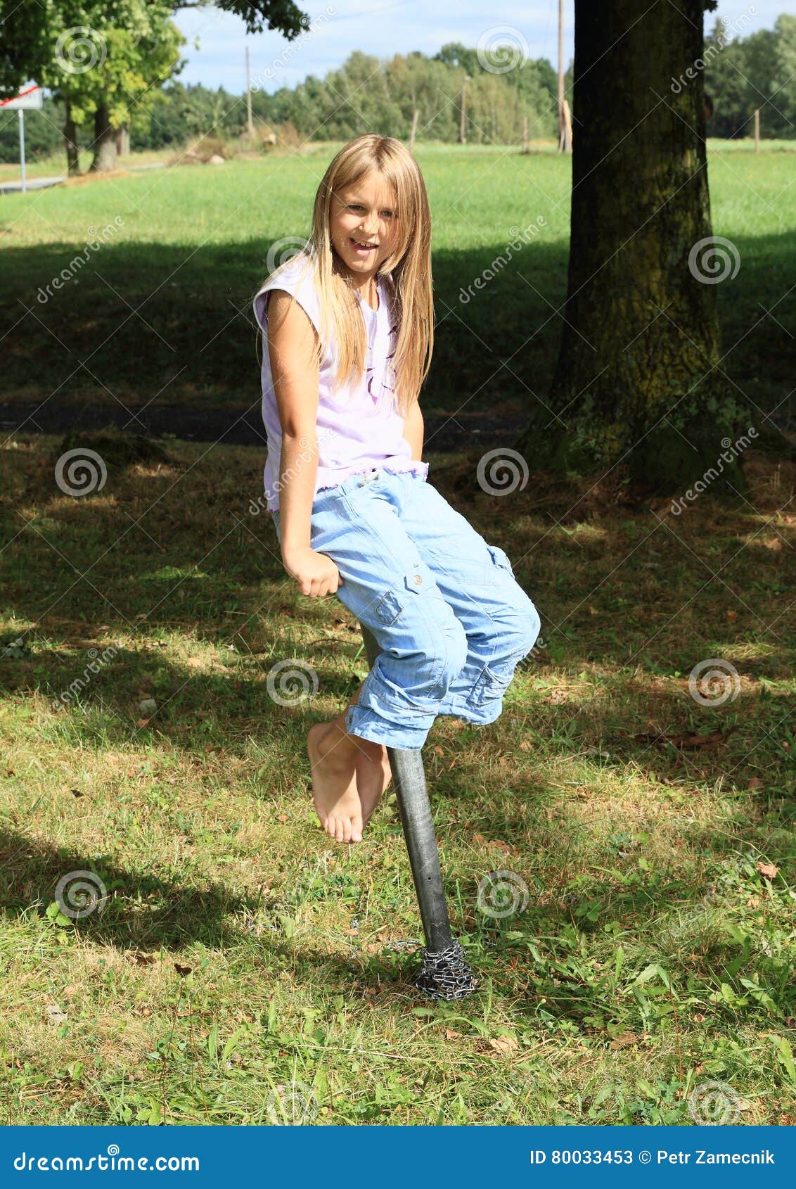 https://thumbs.dreamstime.com/z/girl-sitting-iron-pillar-barefoot-kid-young-smiling-hairy-blond-metal-meadow-keeping-balance-80033453.jpg
