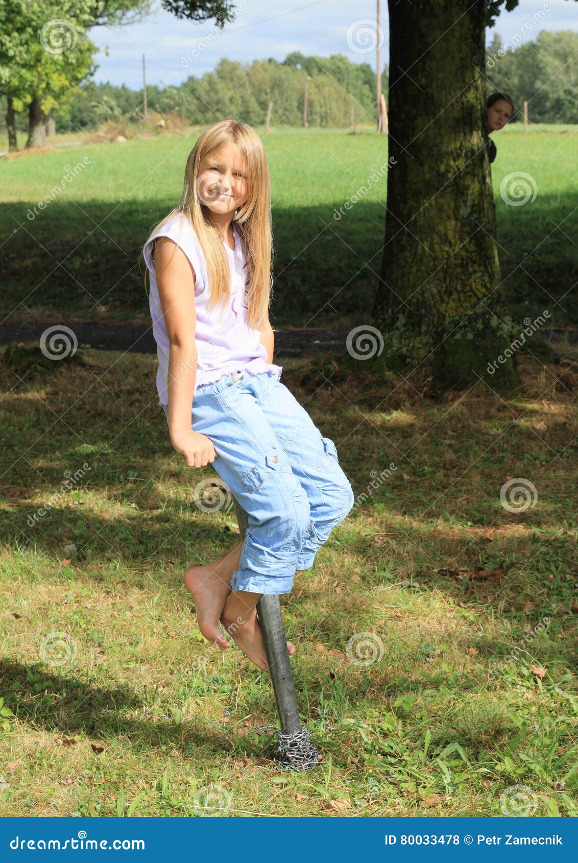 https://thumbs.dreamstime.com/z/girl-sitting-iron-pillar-barefoot-kid-young-smiling-hairy-blond-metal-meadow-keeping-balance-80033478.jpg