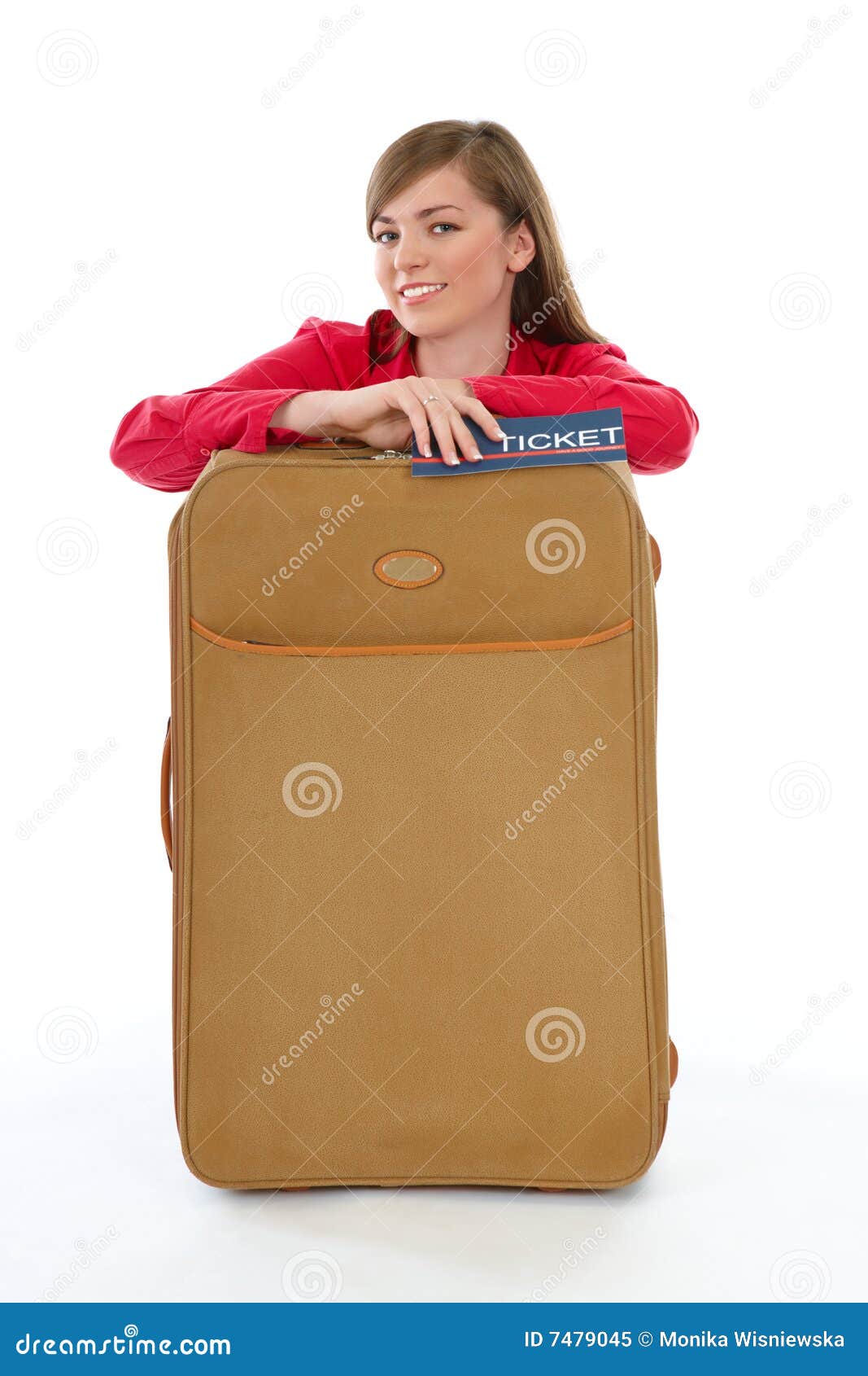 Girl Sitting Near a Suitcase Stock Image - Image of voyager, person ...