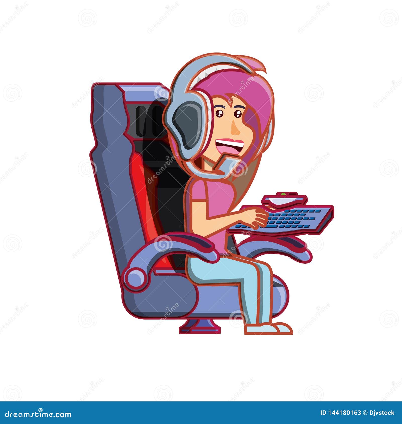 Girl Sitting Playing Video Game Stock Illustration Illustration of design, icon 144180163