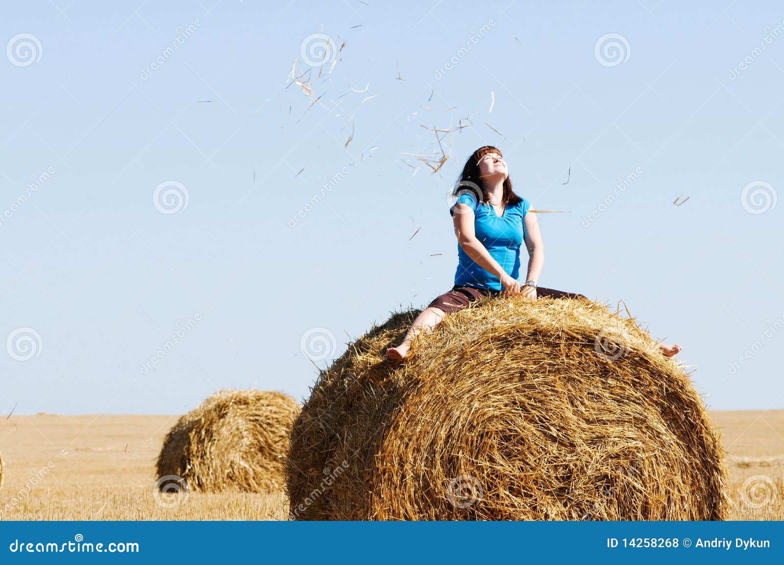 Girl sitting on roll stock photo. Image of seasonal, empty 14258268