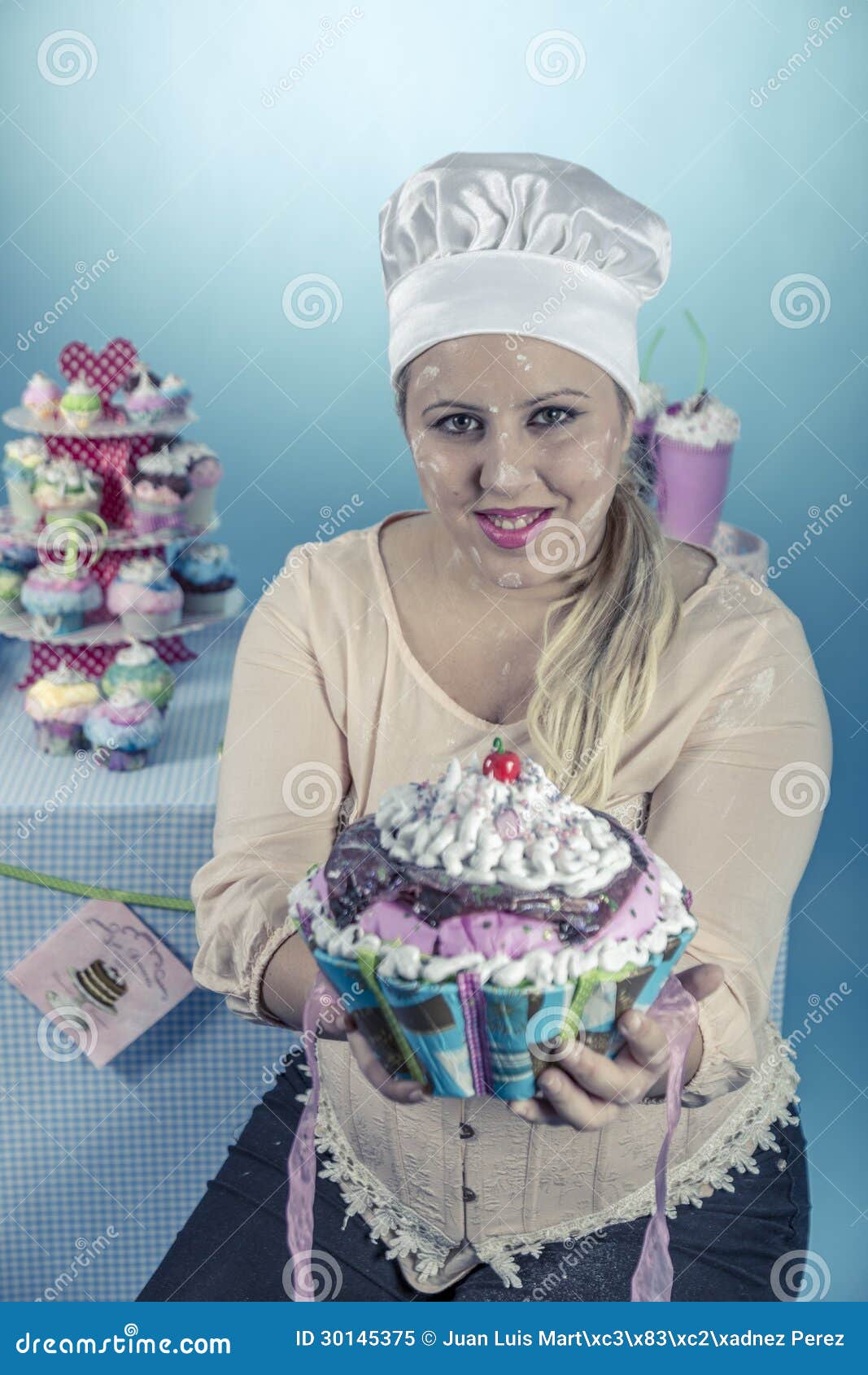 Girl with cupcakes stock image. Image of fairy, buttercream 30145375