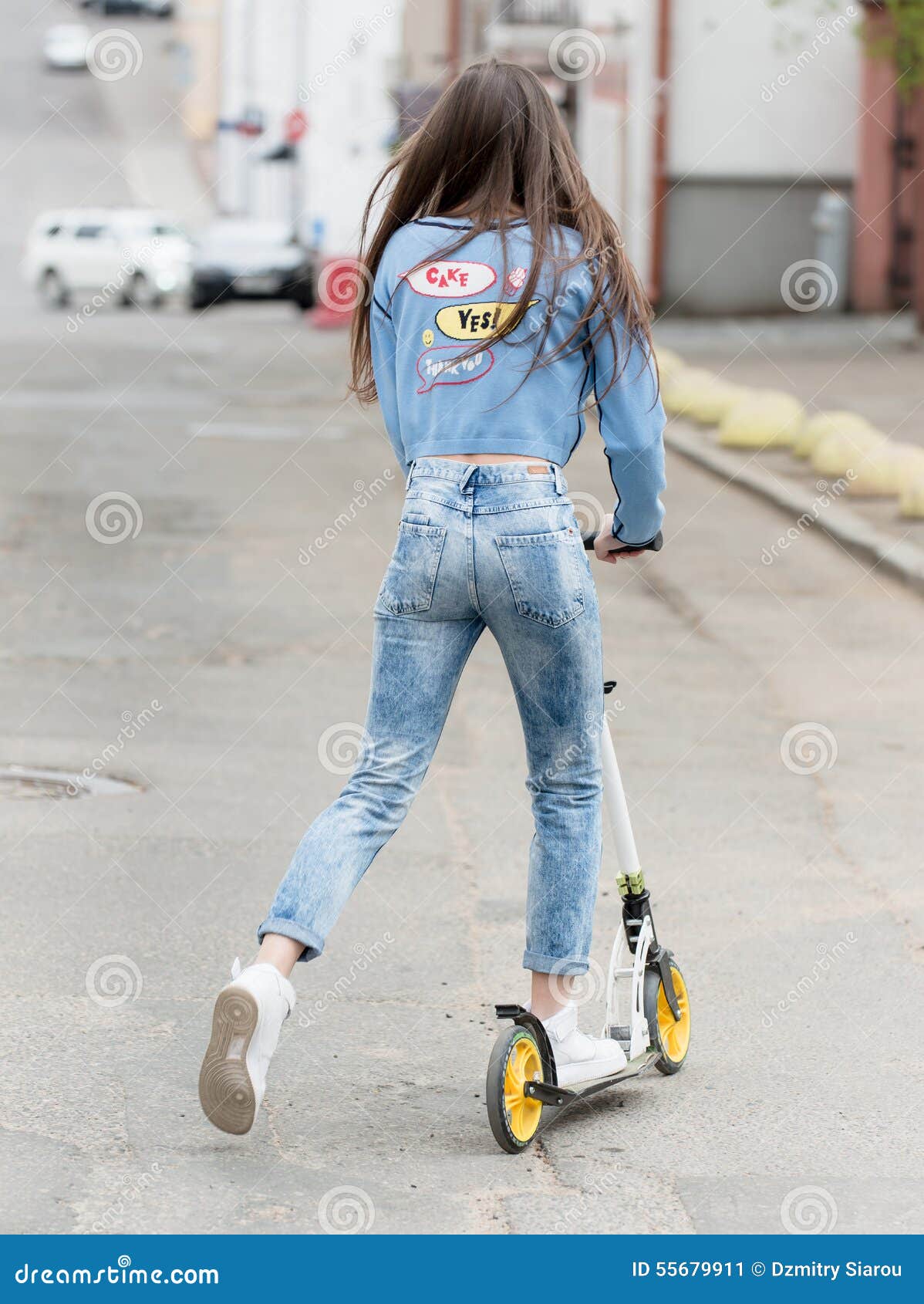 Girl on a Skateboard in the City Stock Image Image of person, move