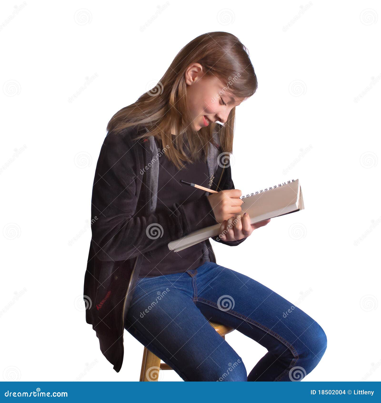 Girl with Sketchbook stock photo. Image of happy, idea - 18502004