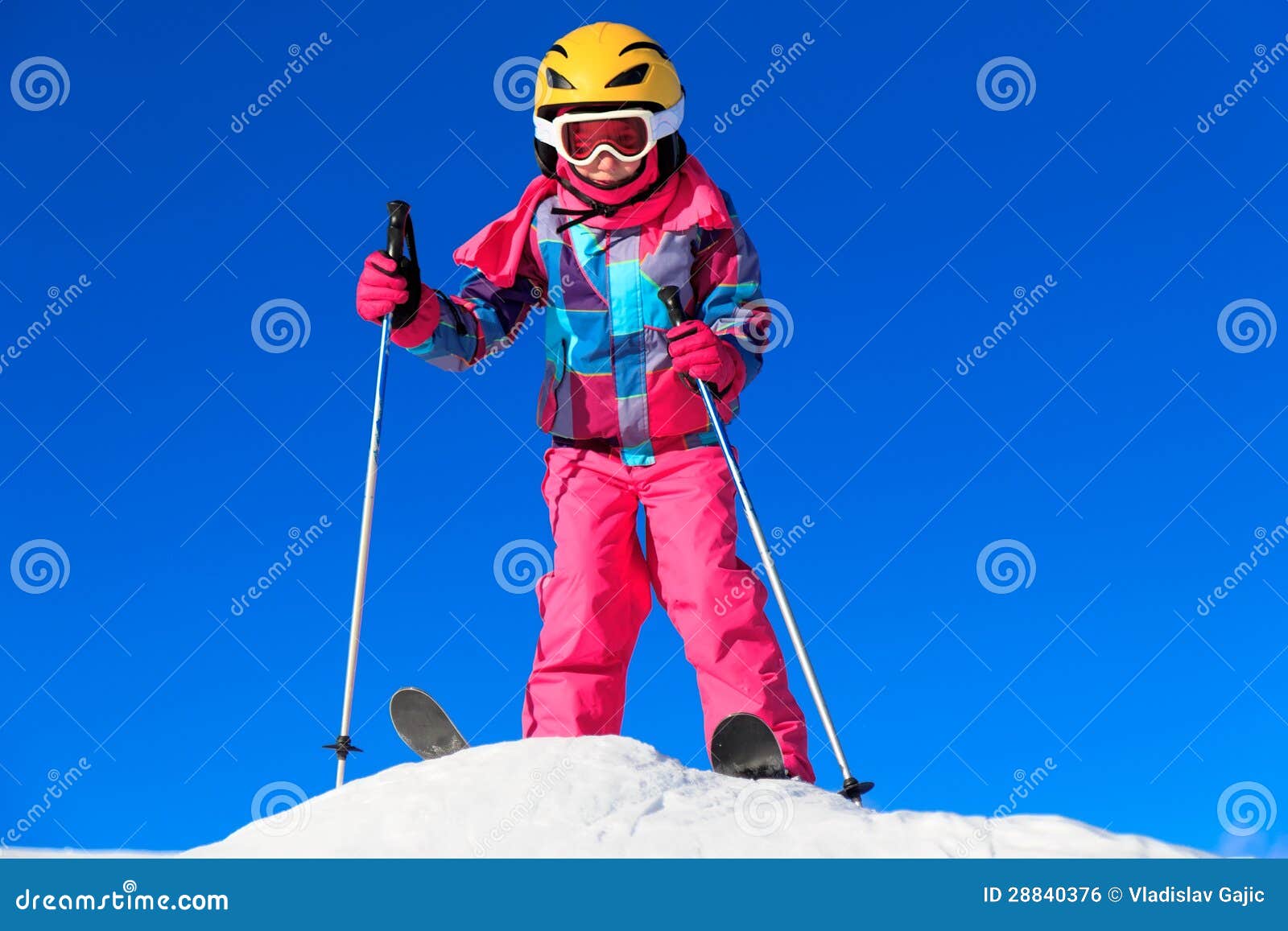 Girl on the ski stock photo. Image of happy, blue, caucasian - 28840376