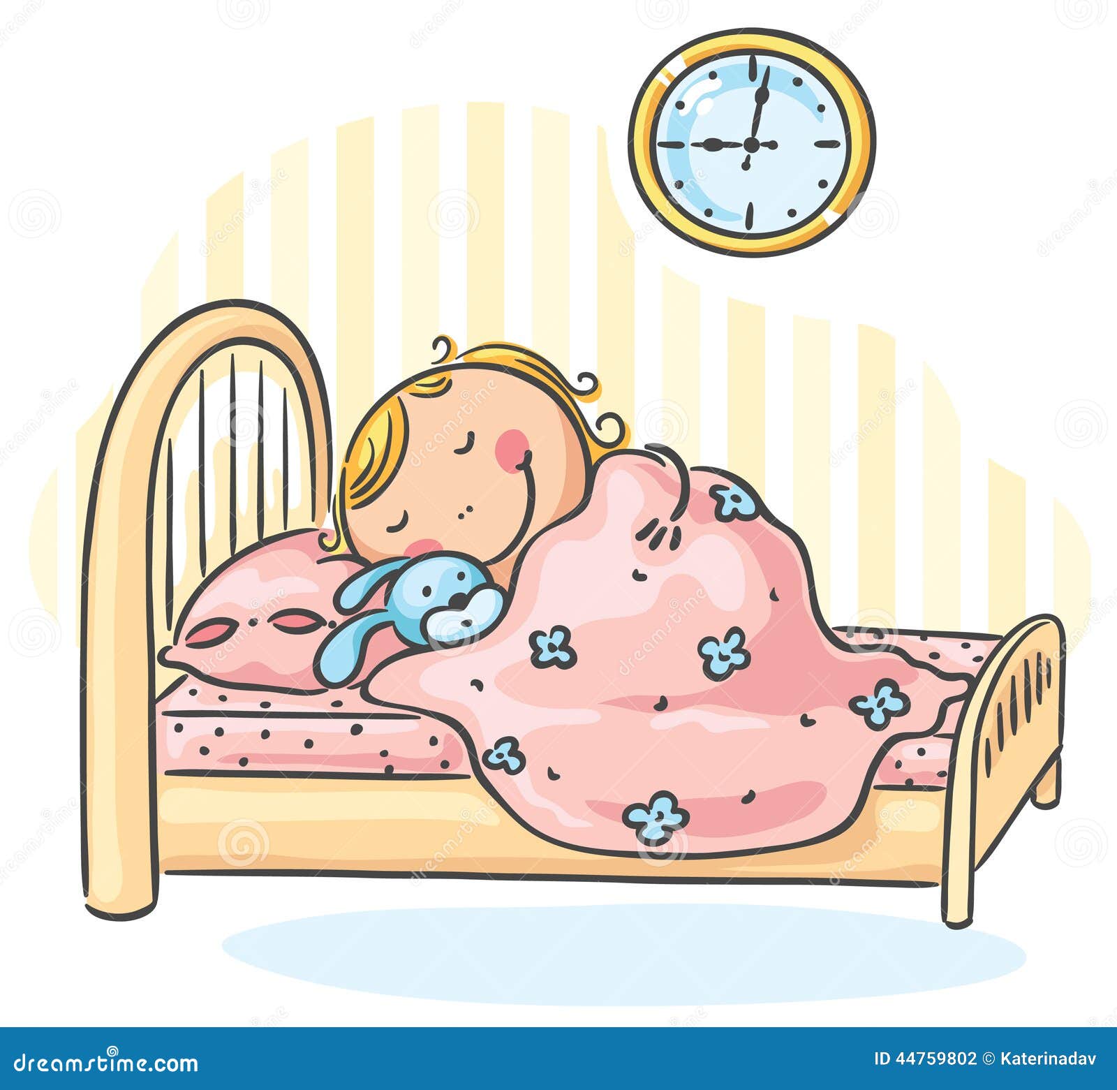 Girl sleepeng in her bed stock vector. Illustration of little 44759802