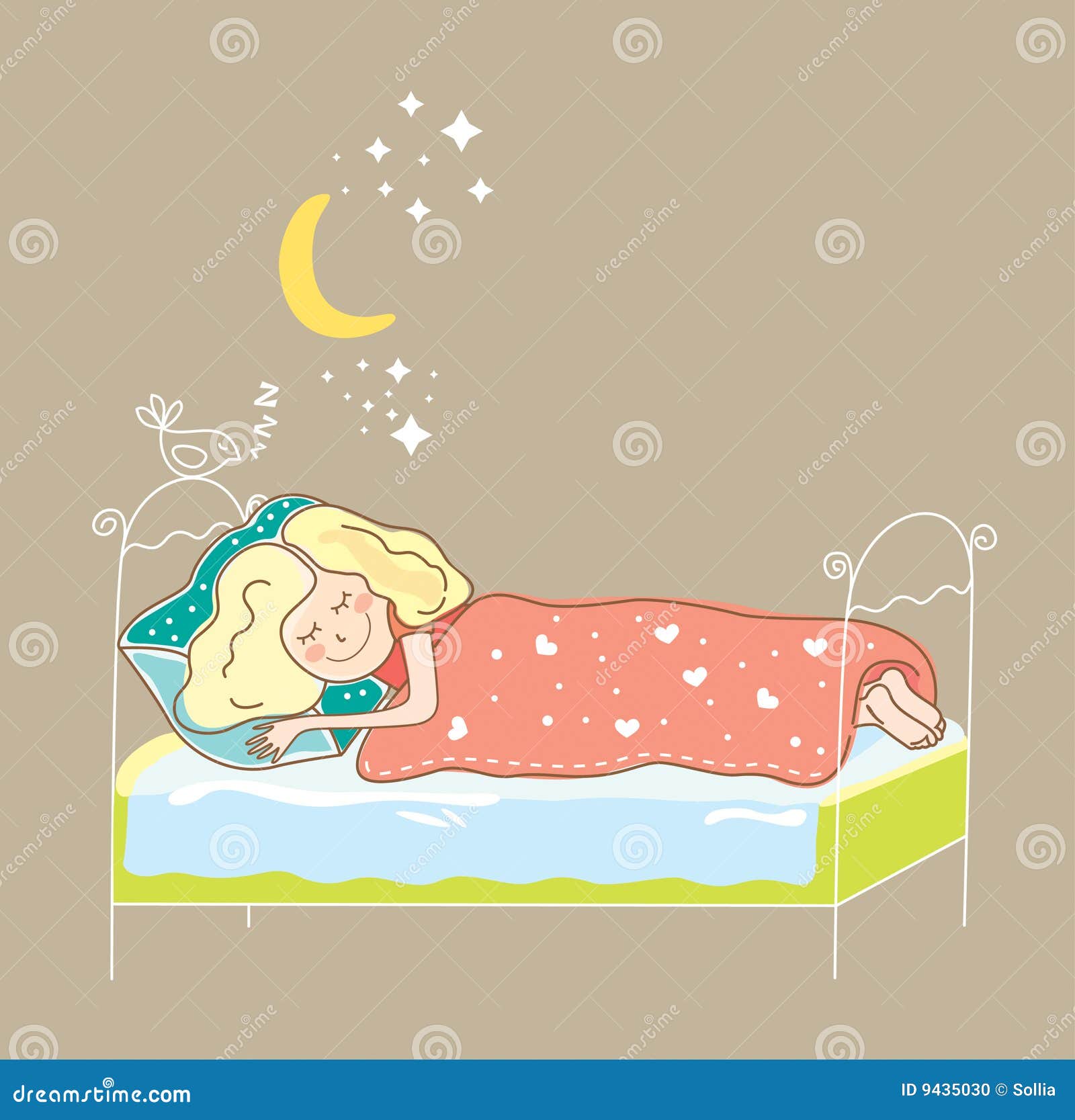 Girl sleeping stock vector. Illustration of girl, little - 9435030