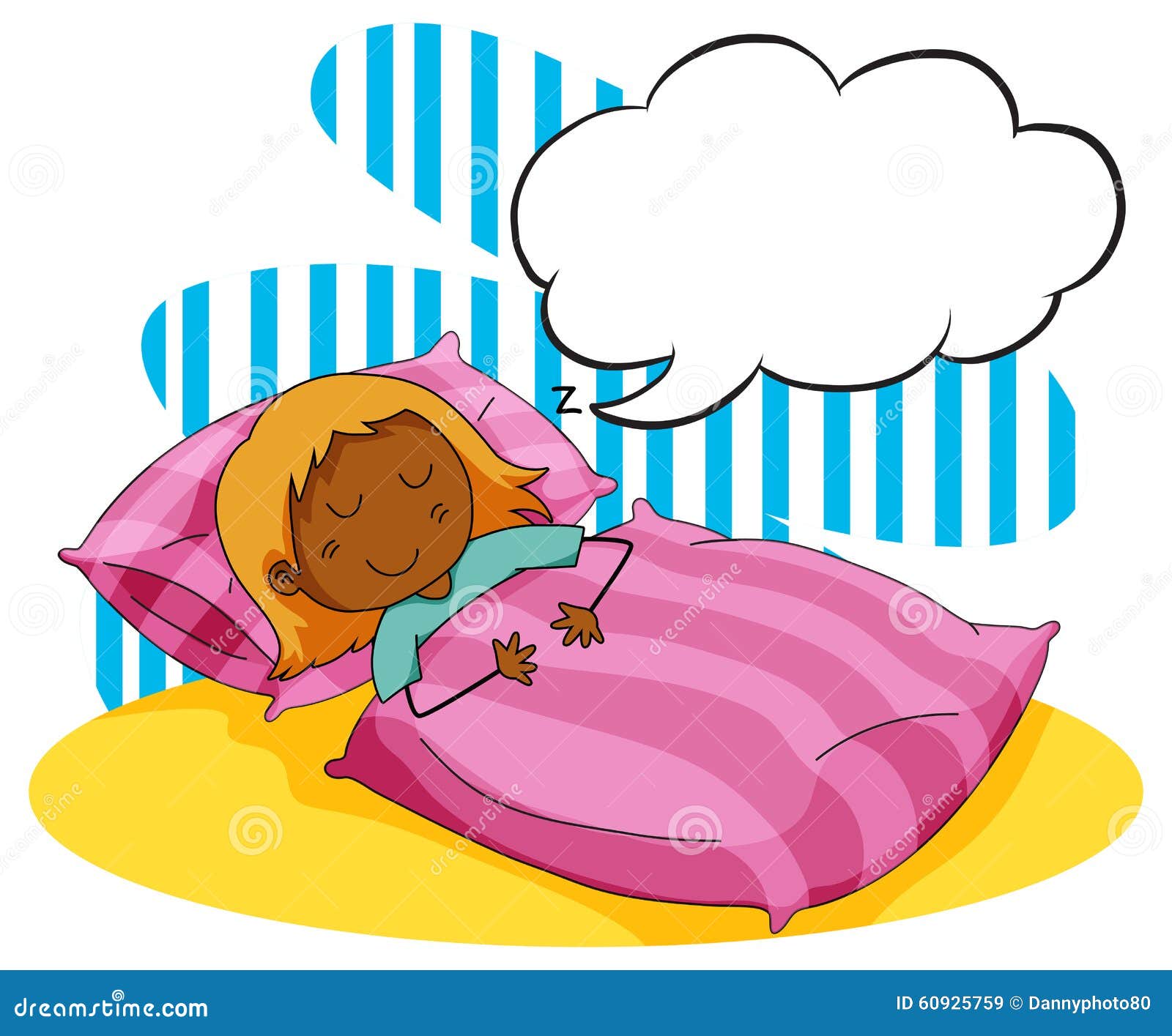 Girl sleeping in the bed stock illustration. Illustration of blanket ...