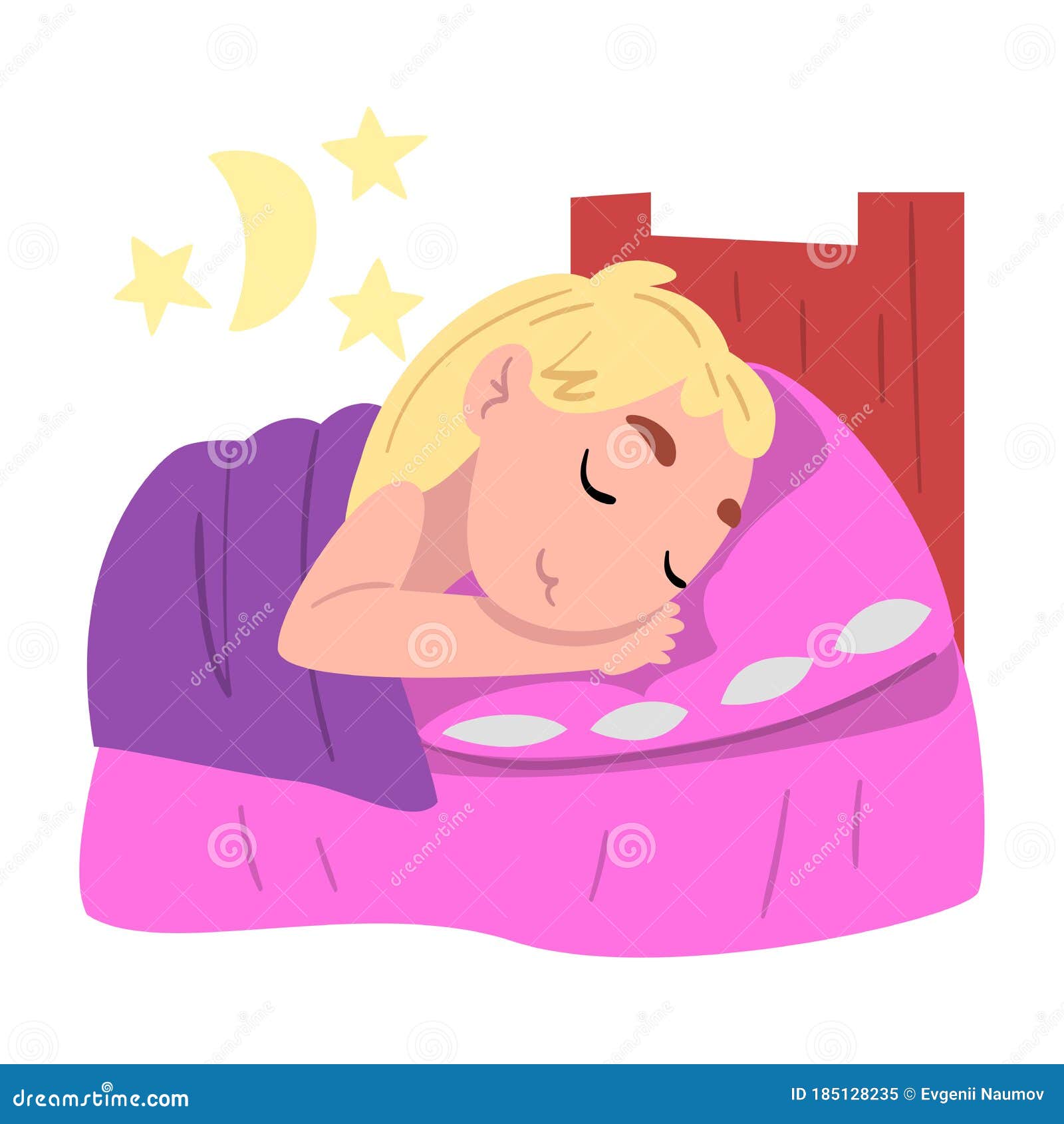 Girl Sleeping in Her Bed at Night, Cute Child daily Routine Activity ...