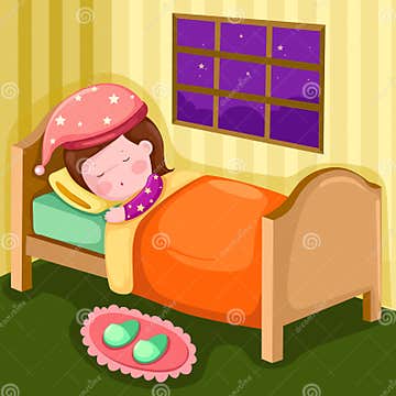 Girl sleeping in her room stock vector. Illustration of blanket - 14083501