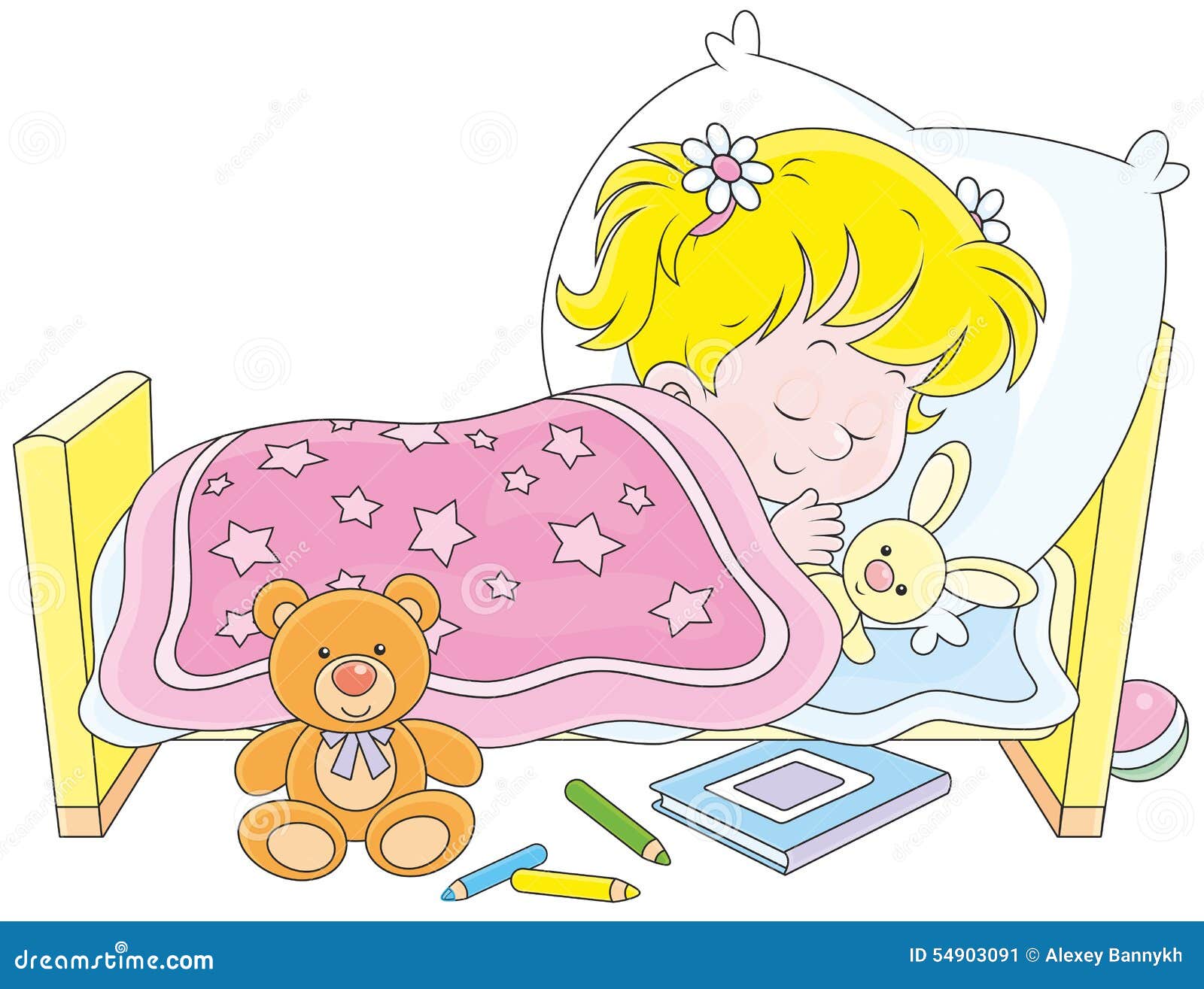 Girl sleeping stock vector. Illustration of rest, bear 54903091