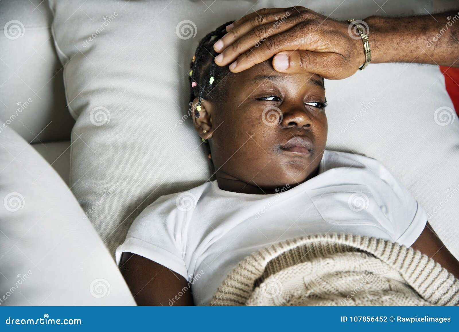 girl sleeping with sickness on the bed