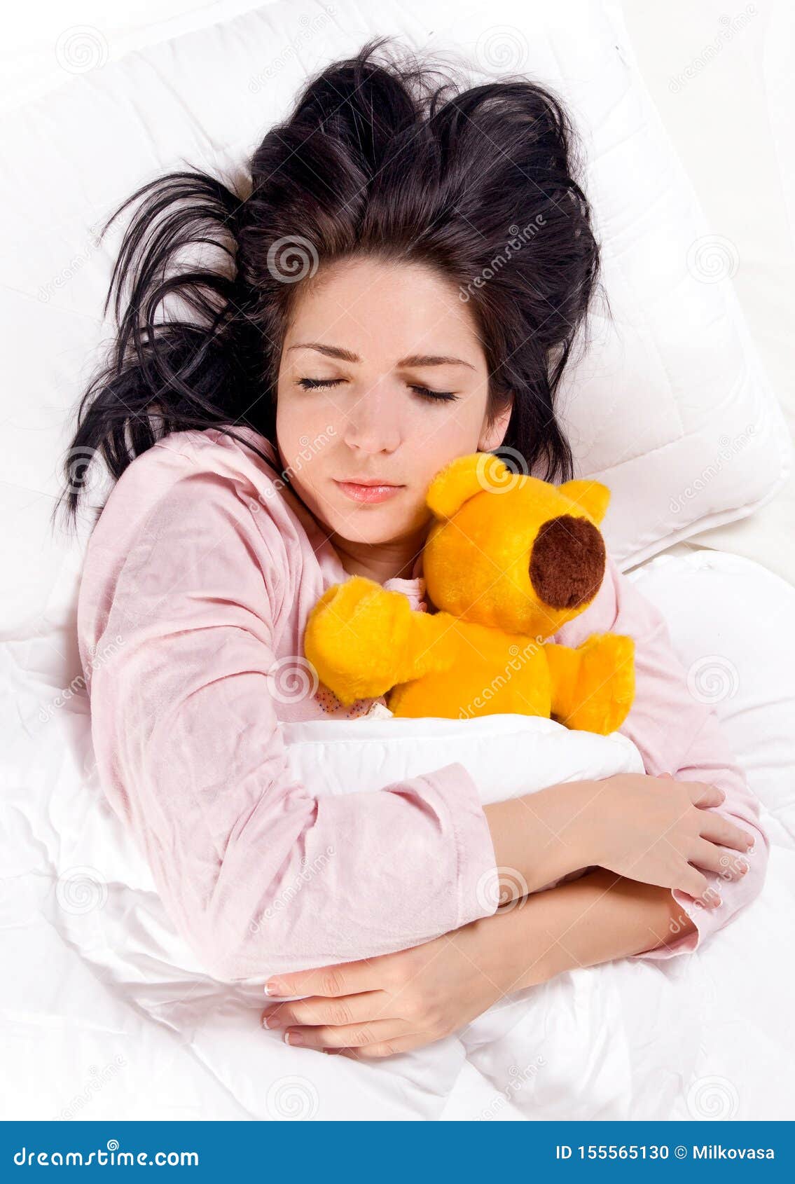 Is Sleeping With A Teddy Bear Haram A Girl Sleeping with Teddy Bear in the Bed Stock Photo - Image of