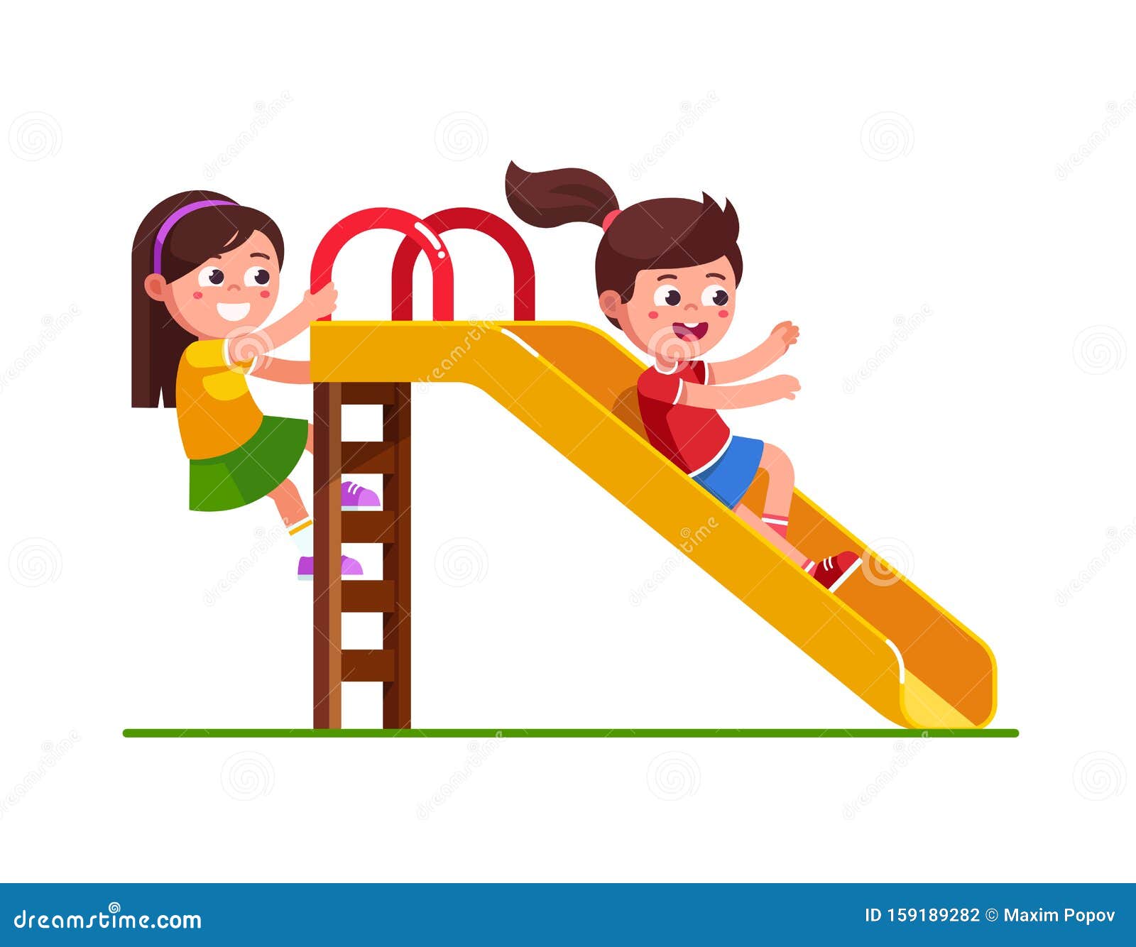 pics Kids Walking Up Stairs Clipart https www dreamstime com girl sliding down slide climbing up ladder smiling preschool girl sliding down slide happy friend climbing up ladder kids image159189282