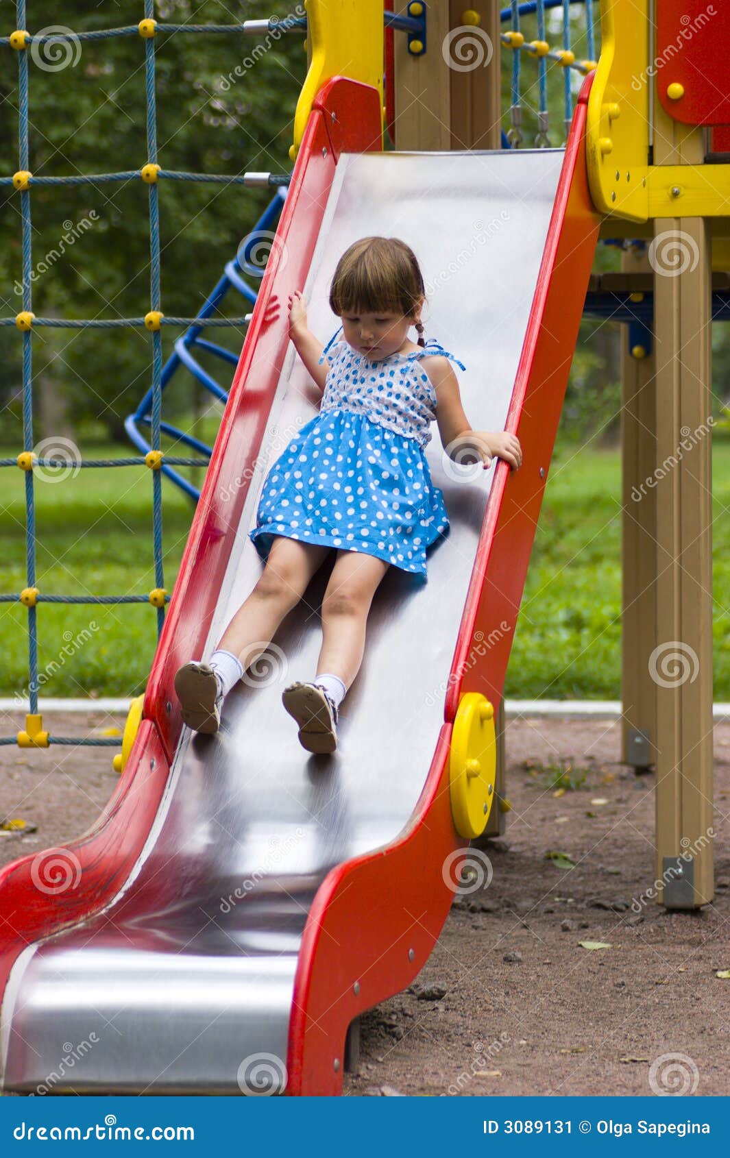 Girl Sliding On Playground Stock Image Image 3089131