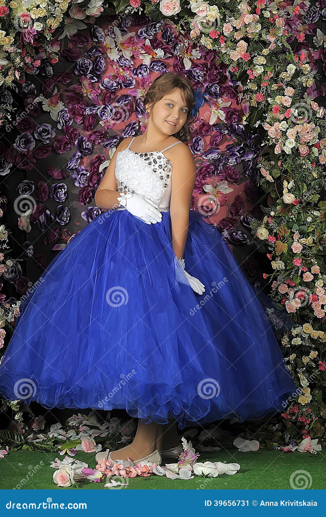 Girl in a Smart Blue and White Ball Gown Stock Photo - Image of cartoon,  ball: 39656292