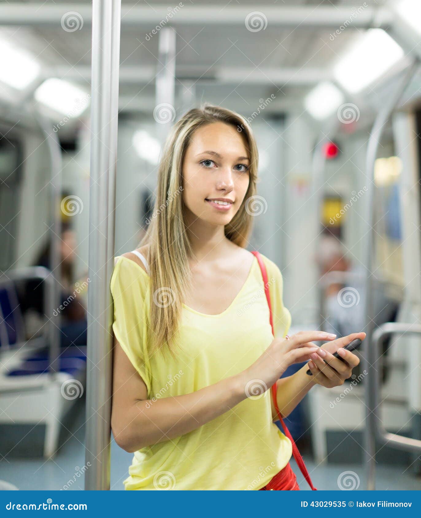 Girl with Smartphone in Metro Stock Image Image of metro, transport