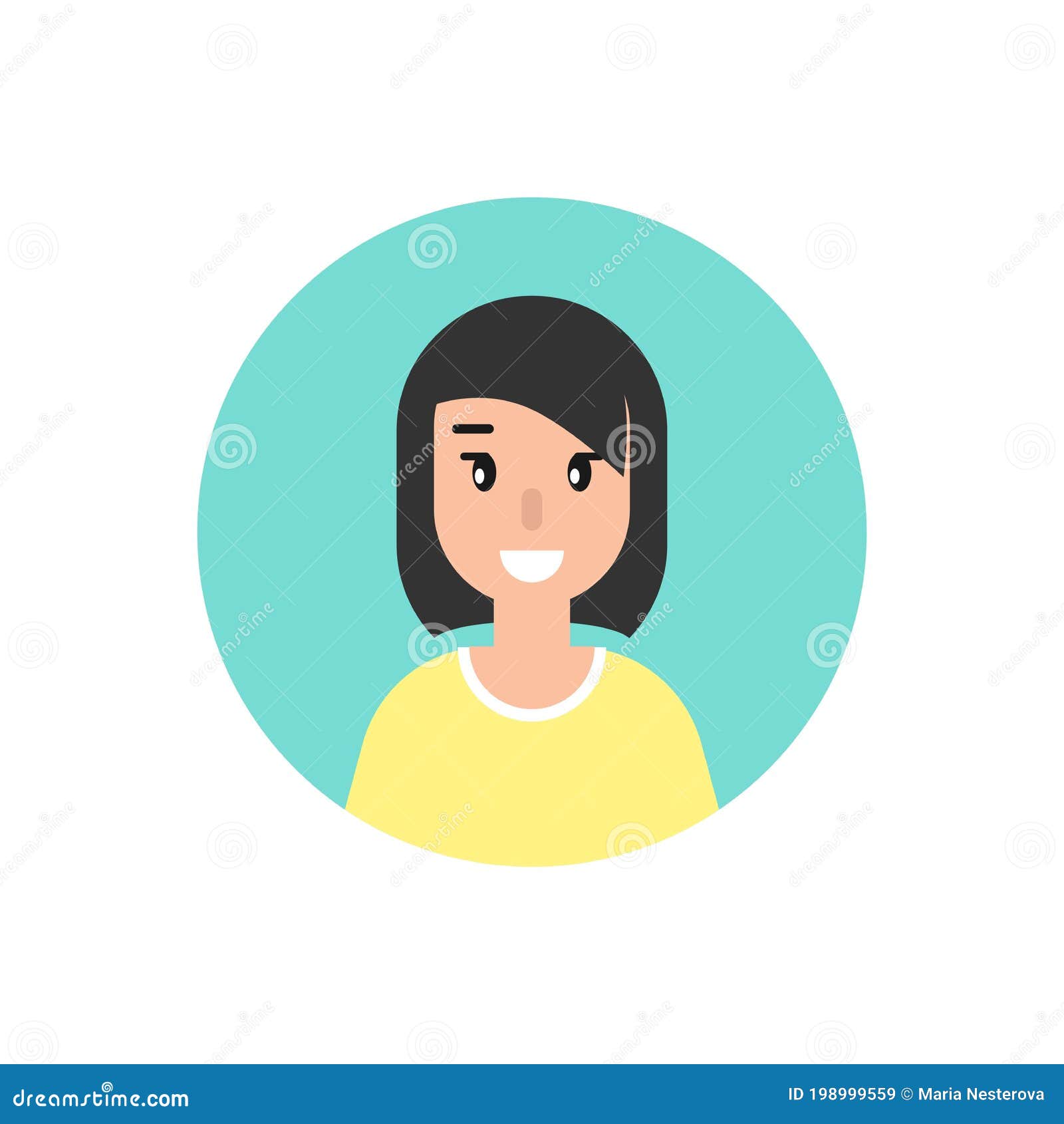 Cute vector woman avatar icon pretty lady portrait fashion young woman in  flat style people stock illustration beautiful  CanStock