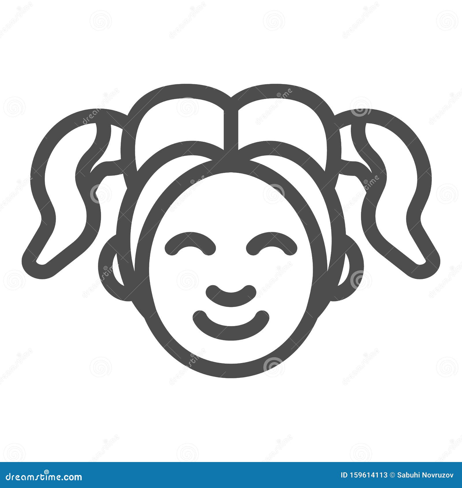 Girl Smiling Face Line Icon. Woman Smile Vector Illustration Isolated ...